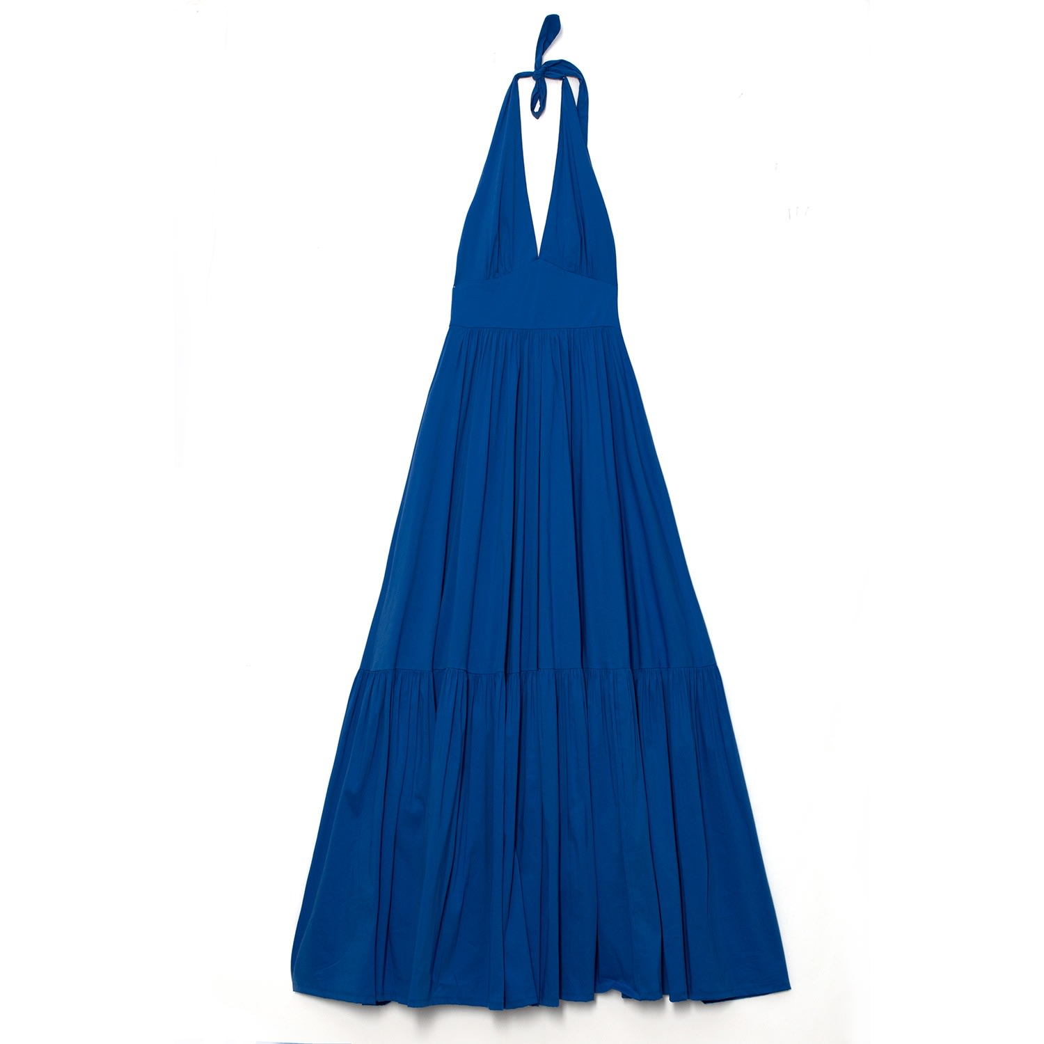 Women’s Maxi Halter Ruffled Dress - Blue Small Gaffer & Fluf