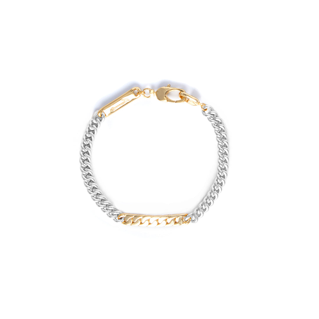 Capsule Eleven Women's Gold / Silver Power Tag Bracelet Mixed Metals Silver Stripe - Sterling Silver, Vermeil In Metallic