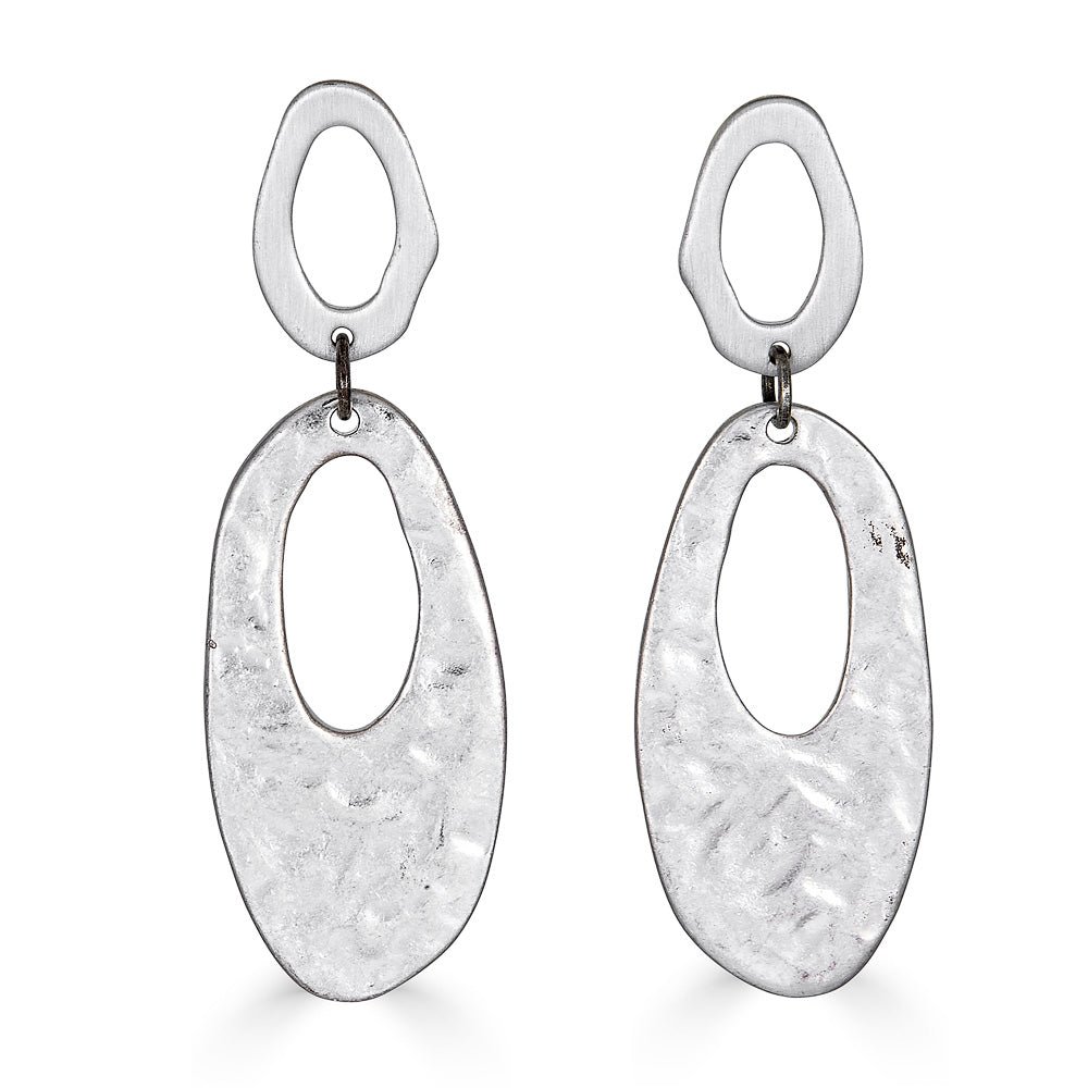 Loni Paul Jewelry Women's Matte Silver Oval Dangle Earrings In Silver