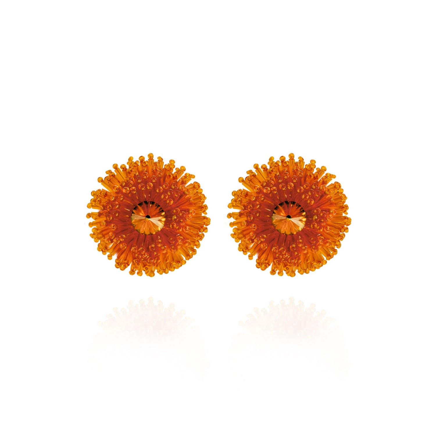 Saule Label Women's Yellow / Orange Chiara Clip On Earrings In Amber Fire In Yellow/orange