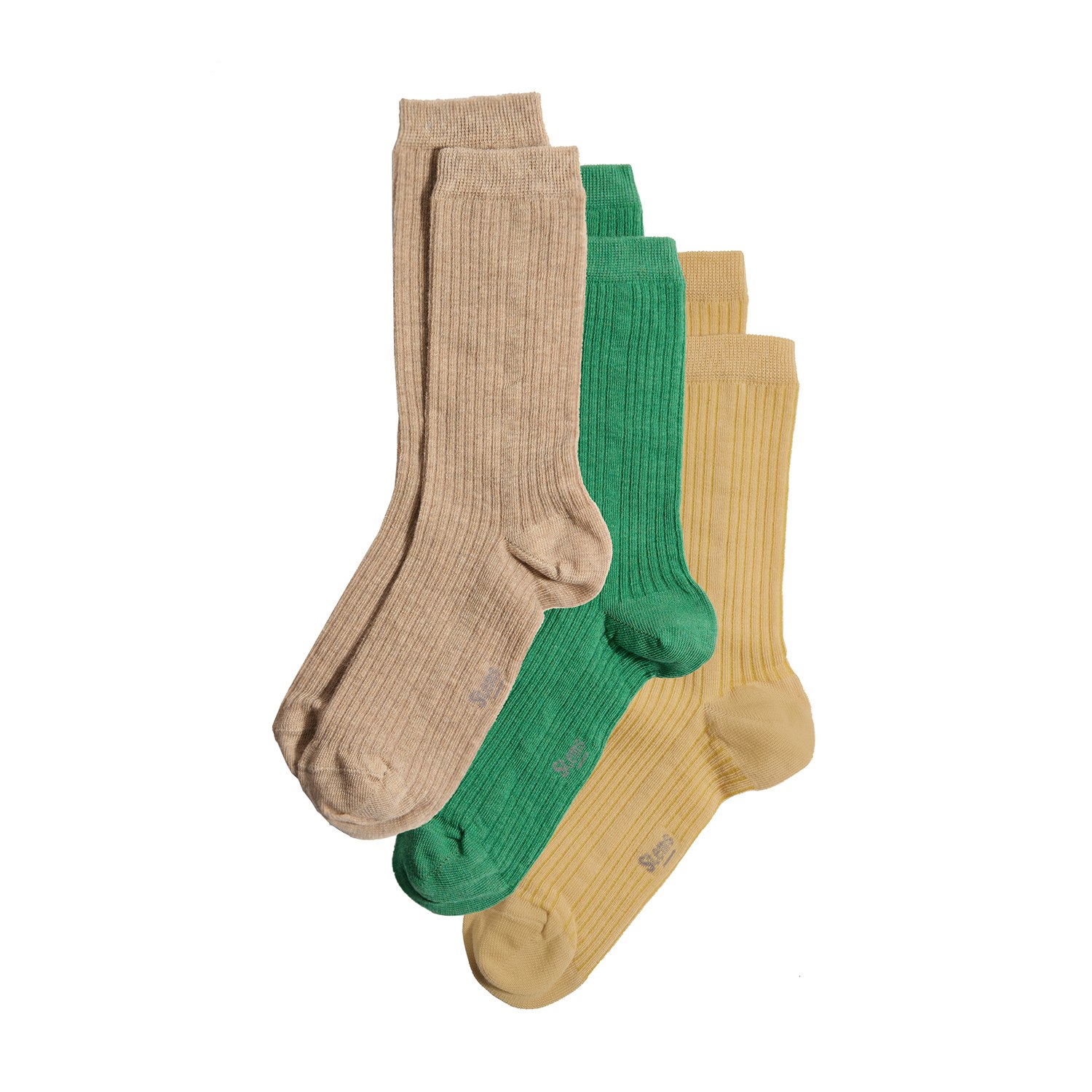 Women’s Eco-Conscious Cashmere Crew Socks Box Of Three - Fern Ochre Gris Stems