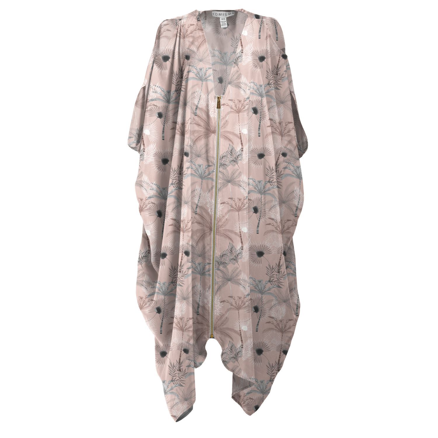 Yomisma Women's Neutrals / Pink / Purple Sonoran Zip Kaftan Caftan In Blush Jungle In Pink/purple