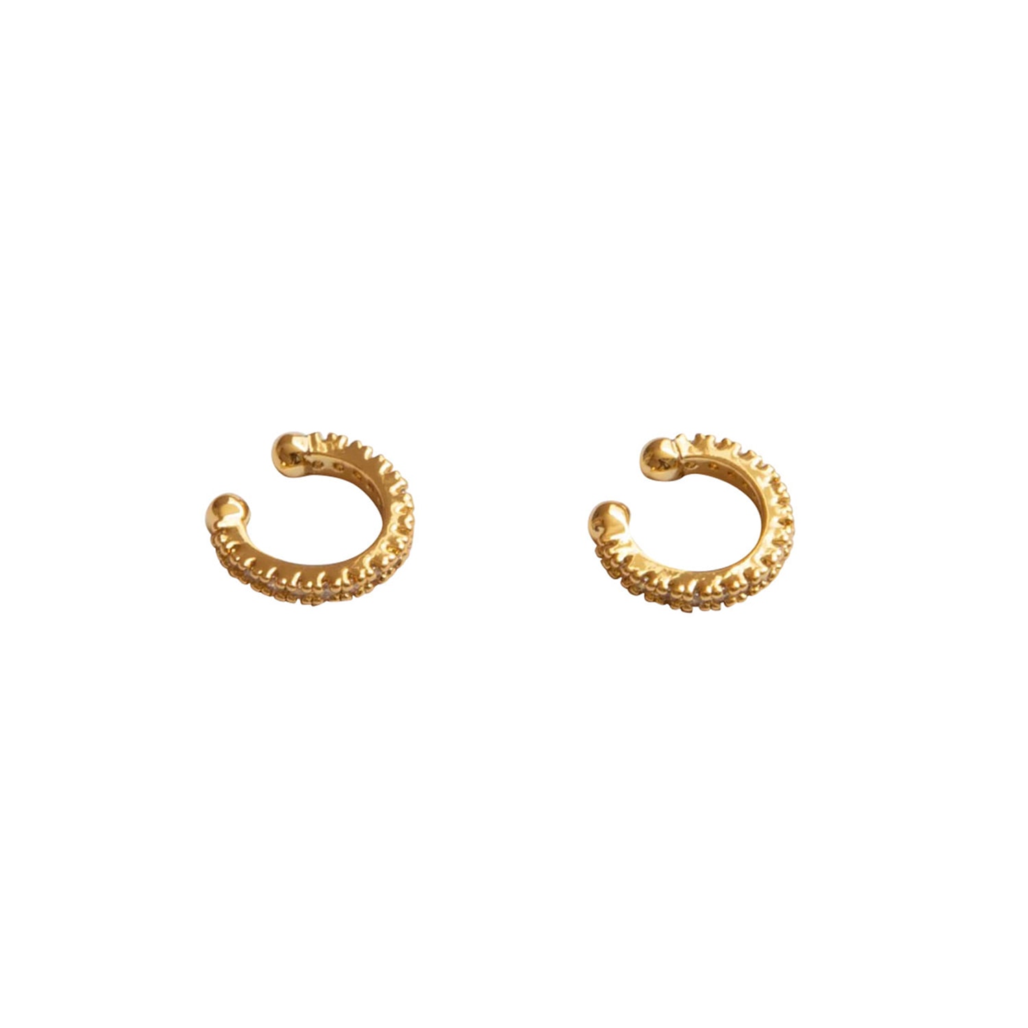 Outofoffice Women's Ear Cuff Pave Gold Double Pair Baguette Round Shaped Crystal Minimalist Climber In Gold