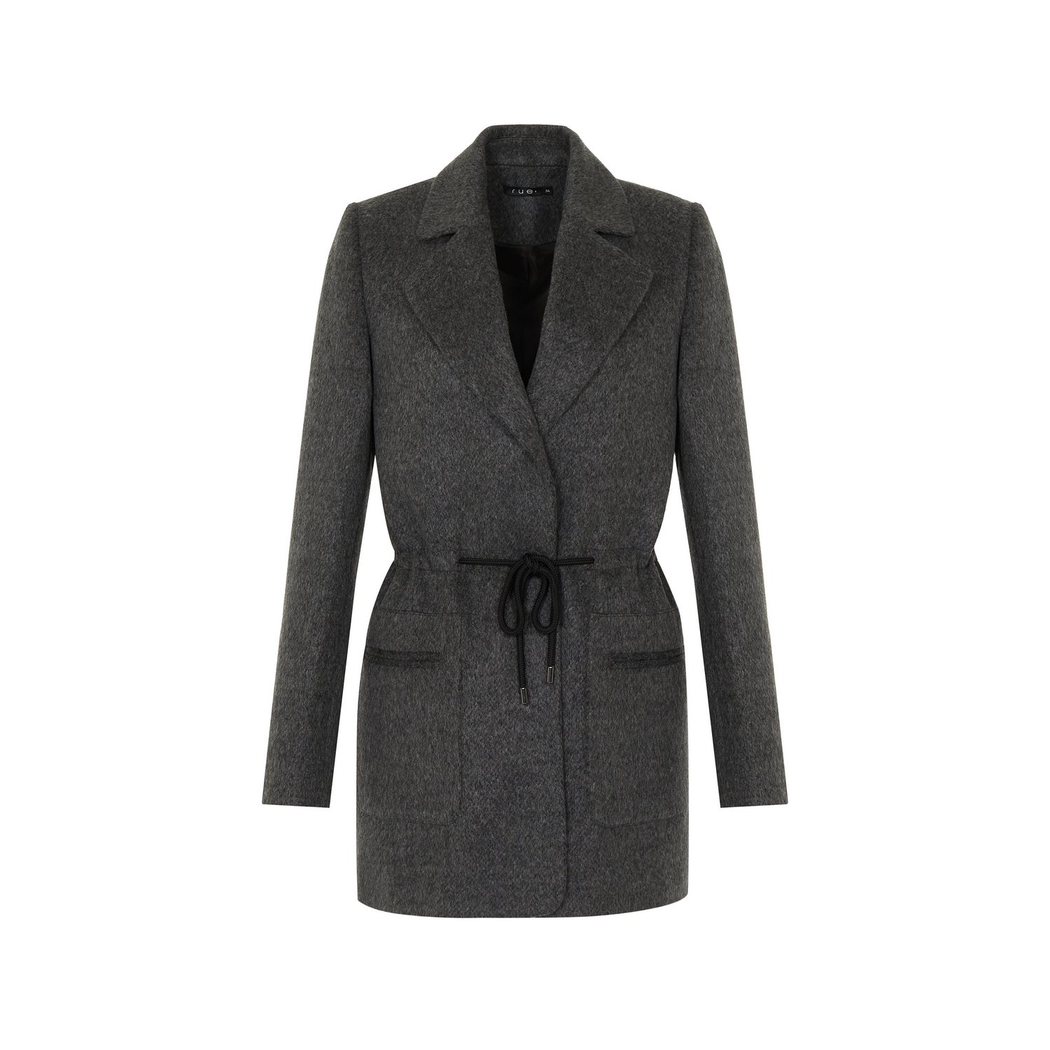 Rue Les Createurs Women's Grey Wool Textured Pocket Detailed Anthracite Jacket In Grey