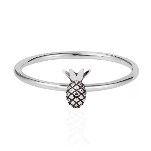GUCCI WOMEN'S BLACK / SILVER TINY PINEAPPLE RING SILVER