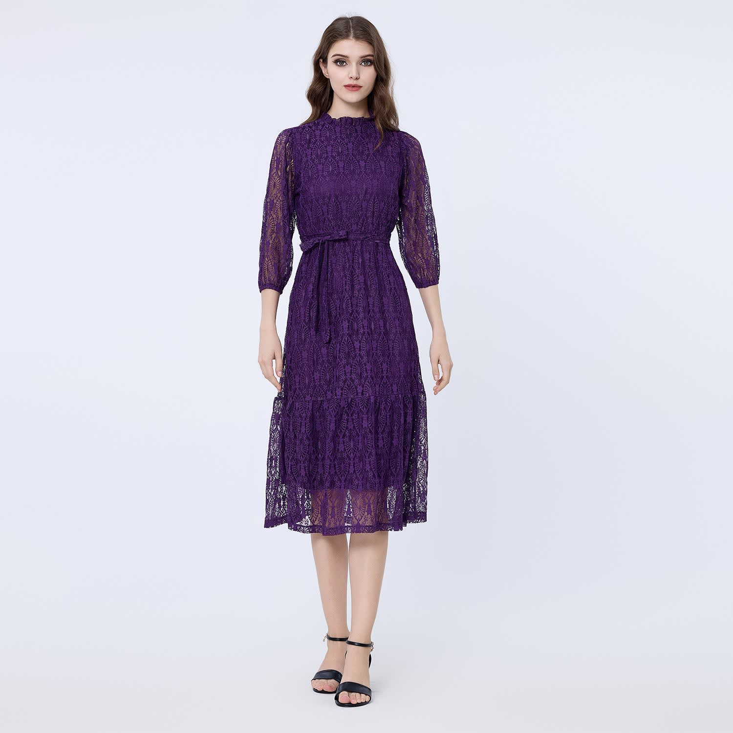 Fit And Flare Lace Dress Smart and Joy Wolf Badger