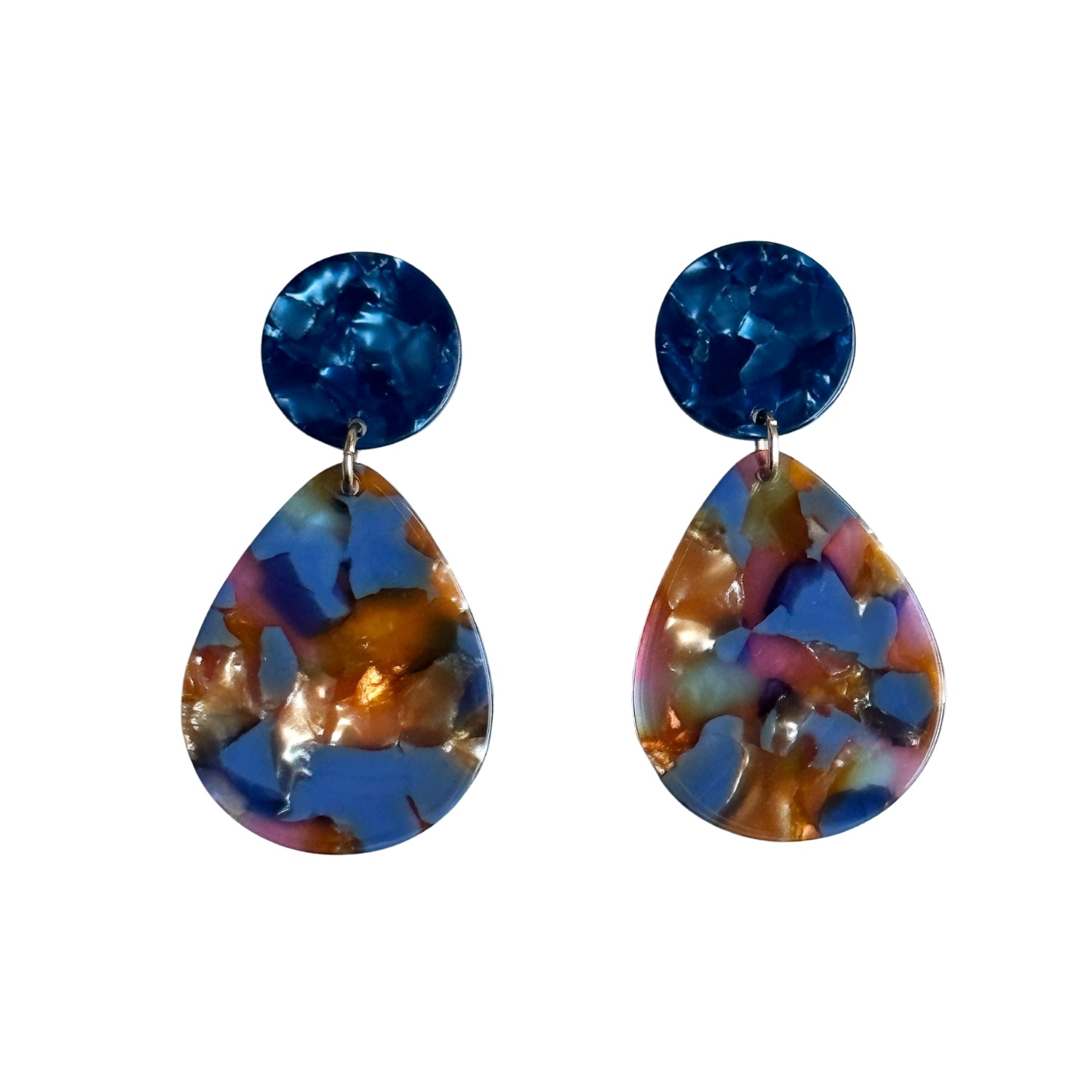 Women’s Gold / Blue / Pink Teardrop Earrings In Autumn Sunset Closet Rehab