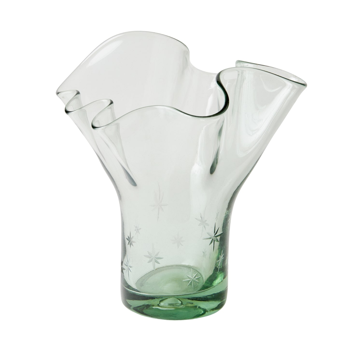 Half Past Seven White Lettuce Leaf Vase — Clear With Stars In White