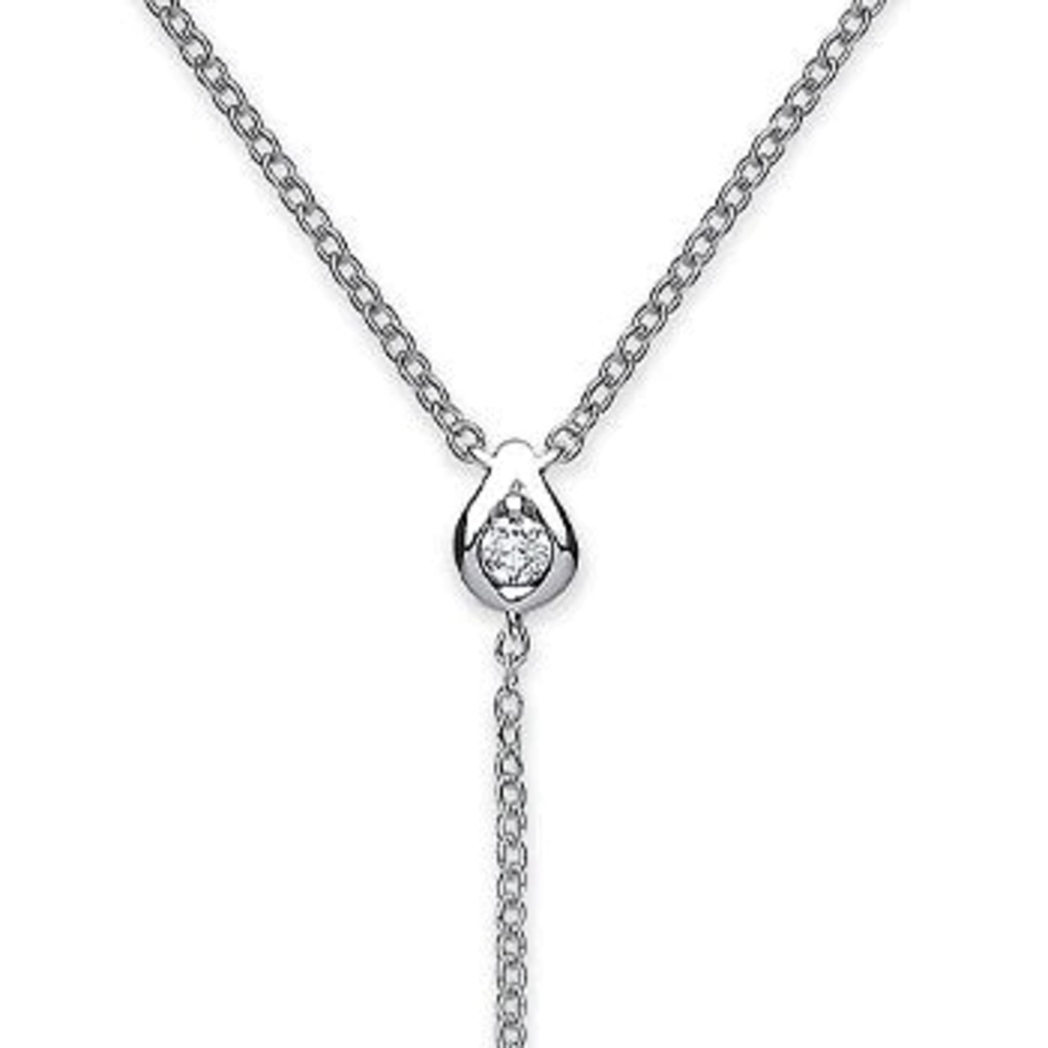 Women’s White / Silver White Gold & Diamond Chain Necklace Lariat Cervin Blanc