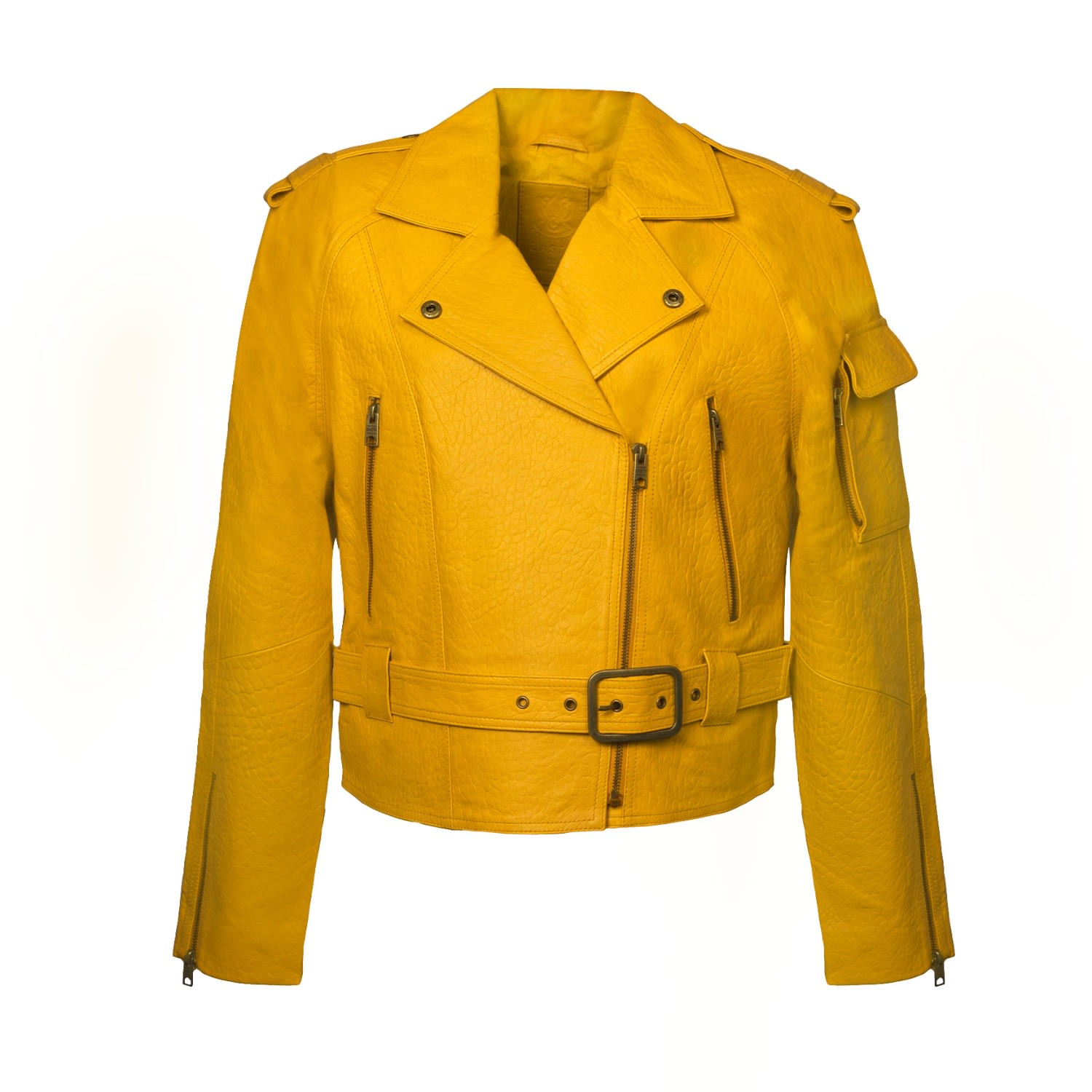 Women's Tequila Sunrise Yellow Biker Leather Jacket | Large | Zastastudio
