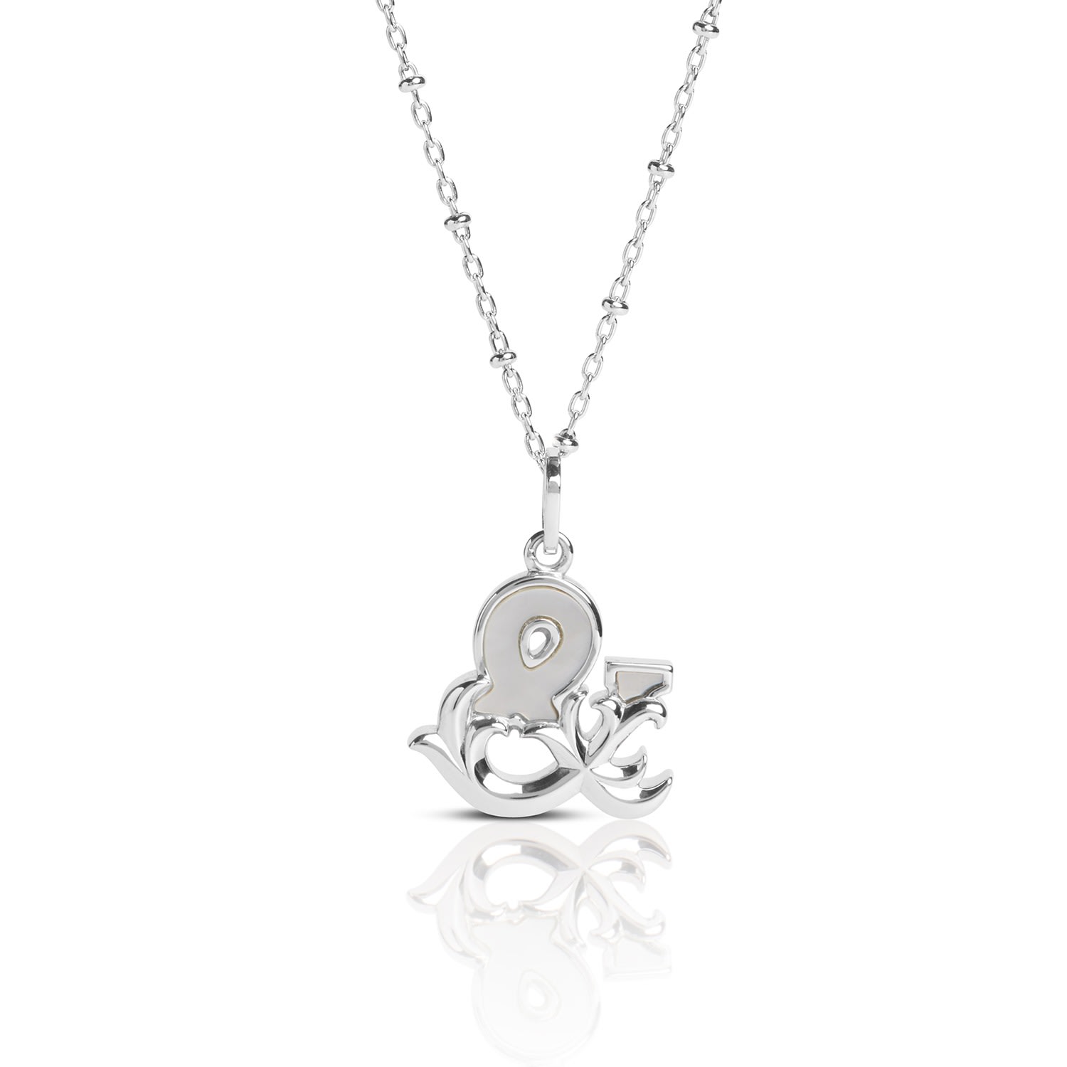Kasun Women's Solid Silver & Initial Necklace With Mother Of Pearl In Silver
