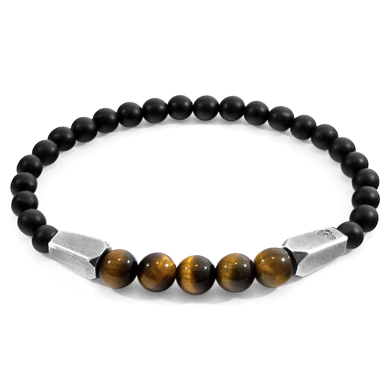 Men’s Brown Tigers Eye Hukou Silver & Stone Bracelet Anchor & Crew