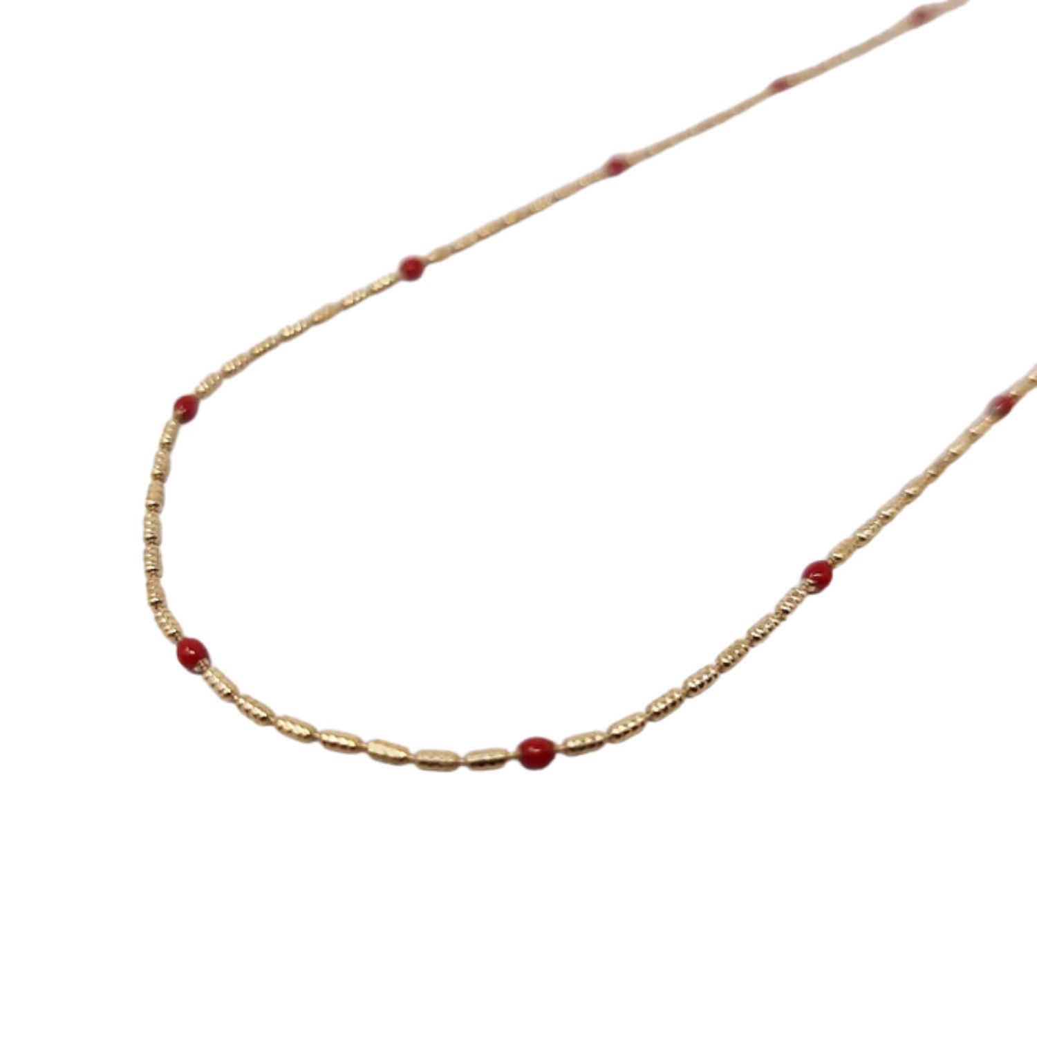 Women’s Gold / Red Rouge Beaded Gold Plated Fine Necklace Harfi