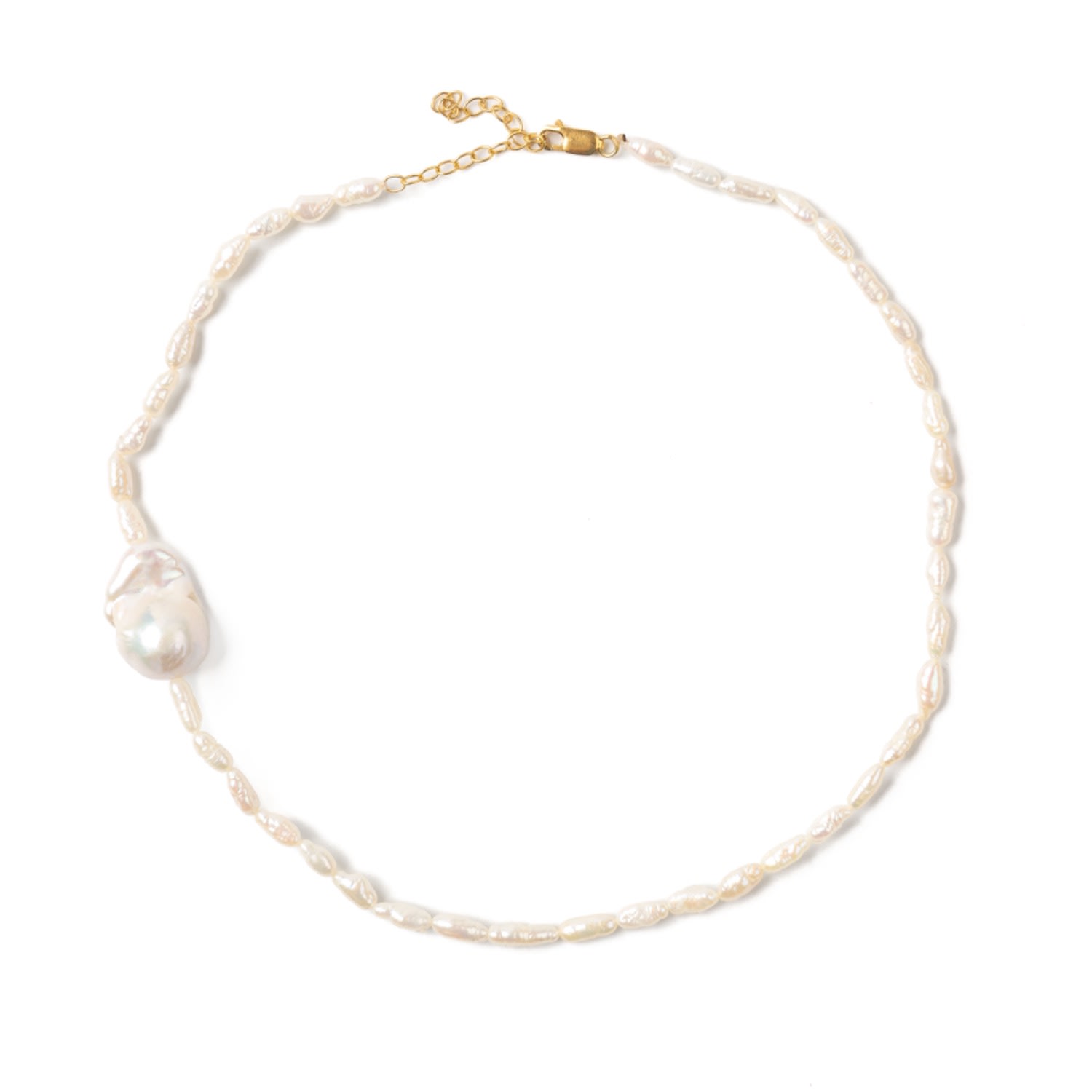 The Link Between Women's White Baroque Rice Pearl Necklace In White
