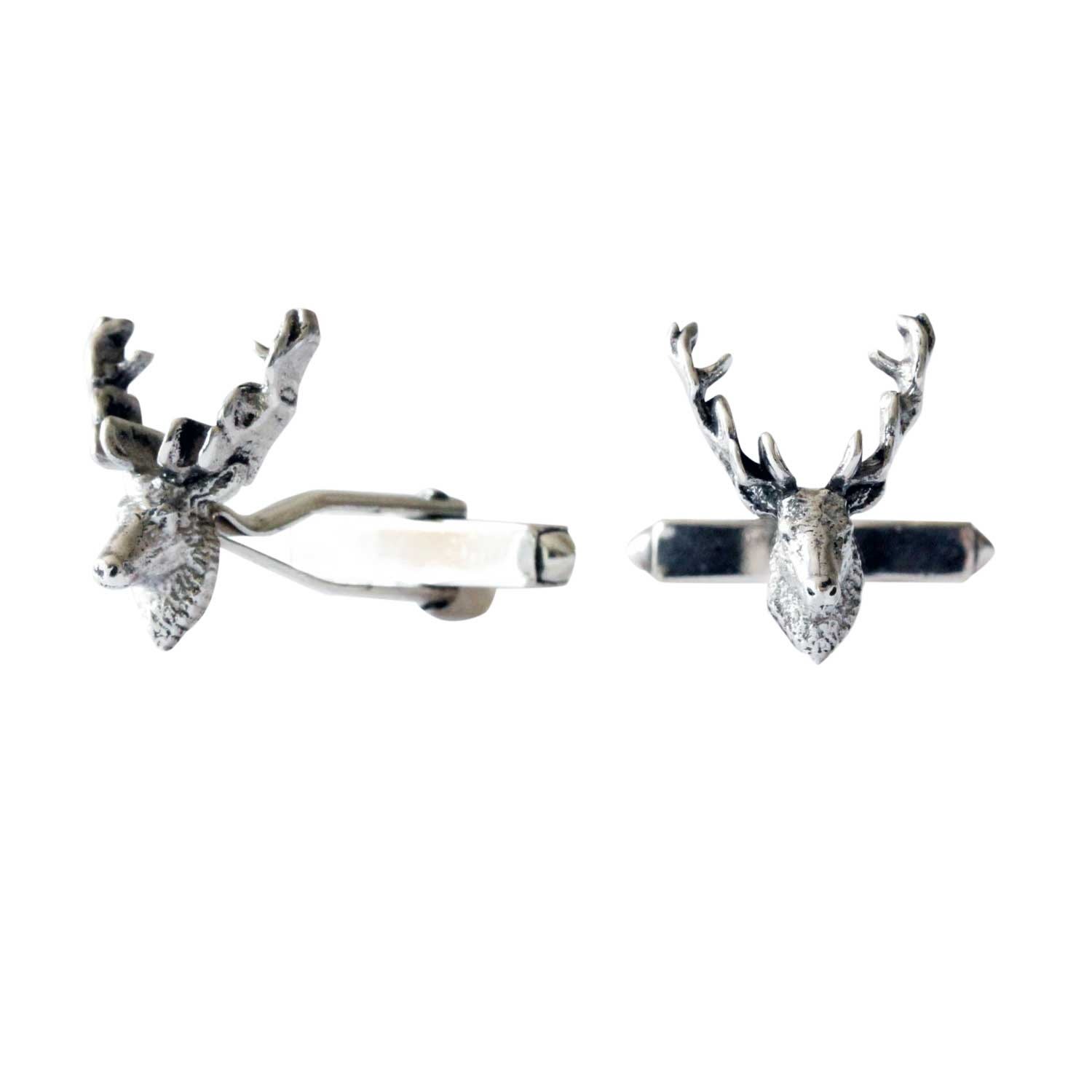 Lee Renee Men's Stag Cufflinks - Silver In Silver