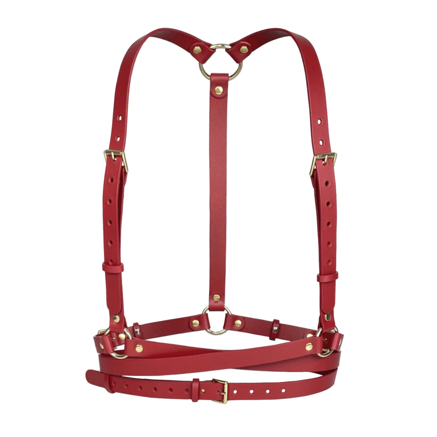 Red Double Belt Leather Harness | Haute Cuir | Wolf & Badger display picture 3