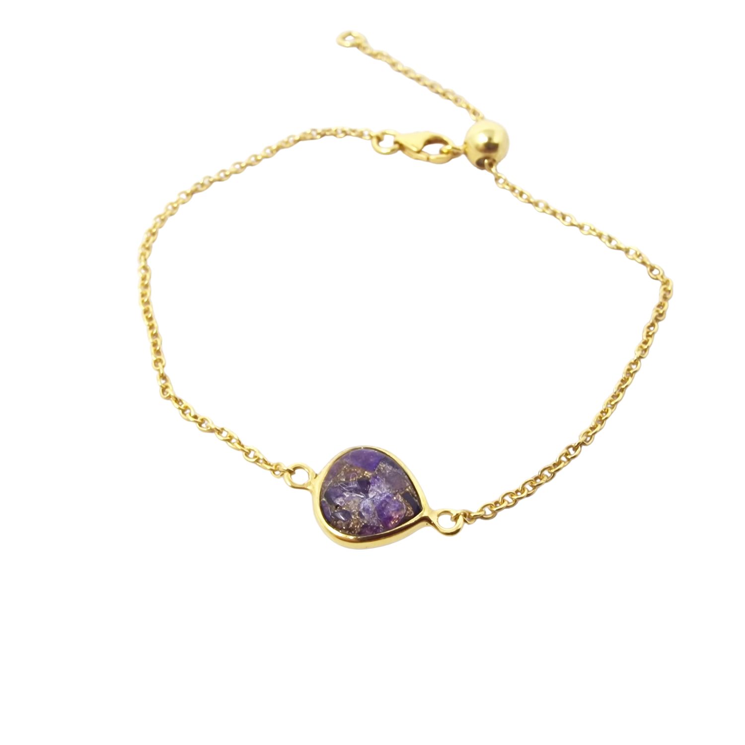 Women’s Gold / Pink / Purple Gold Vermeil Plated Adjustable Amethyst February Birthstone Bracelet Harfi