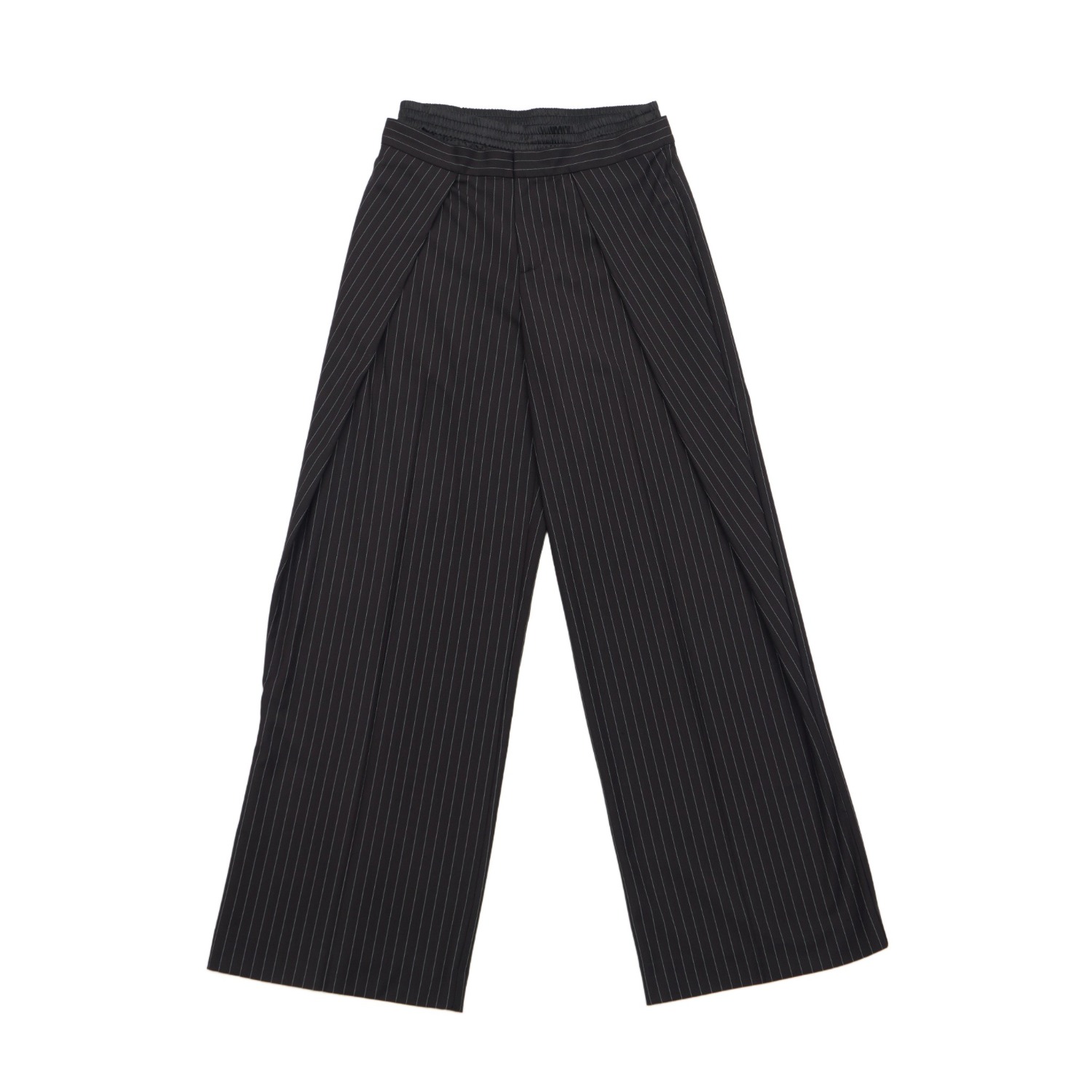 Circular Path Women's Black Pinstripe Pant Satin Waistband In Black
