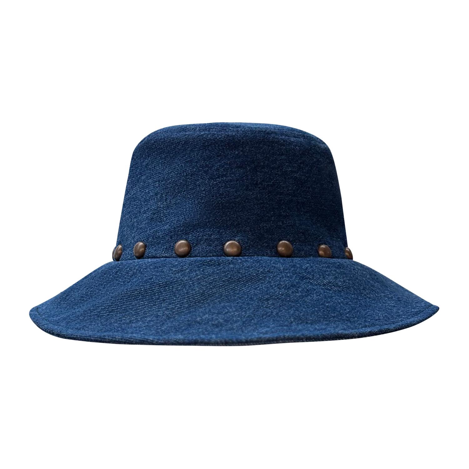Deborah Lindquist Eco Lifestyle Women's Studded Dark Blue Denim Bucket Hat