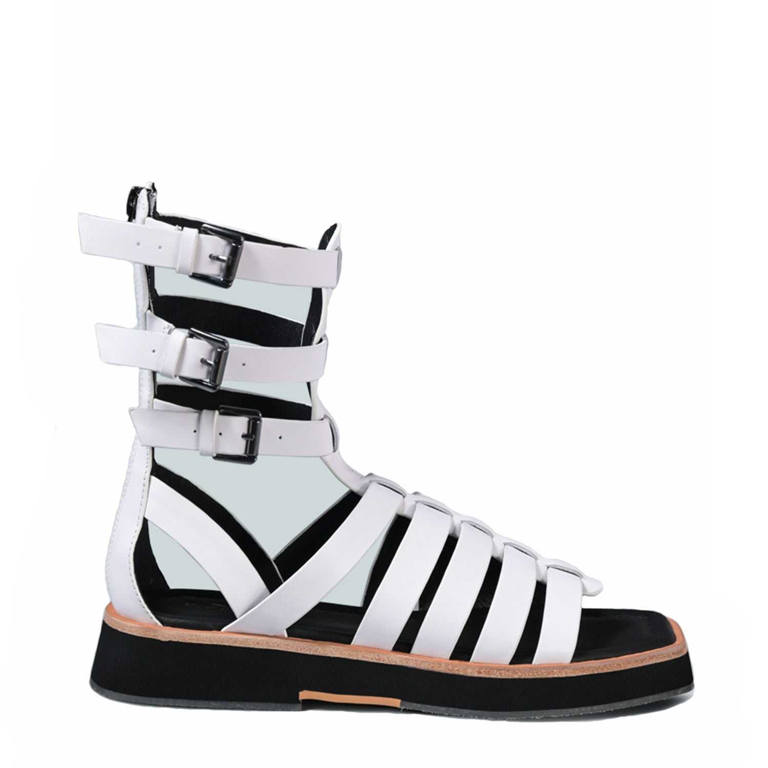 Women’s Robbie Gladiator Square Toe Sandal In White 6 Uk Rag & Co.