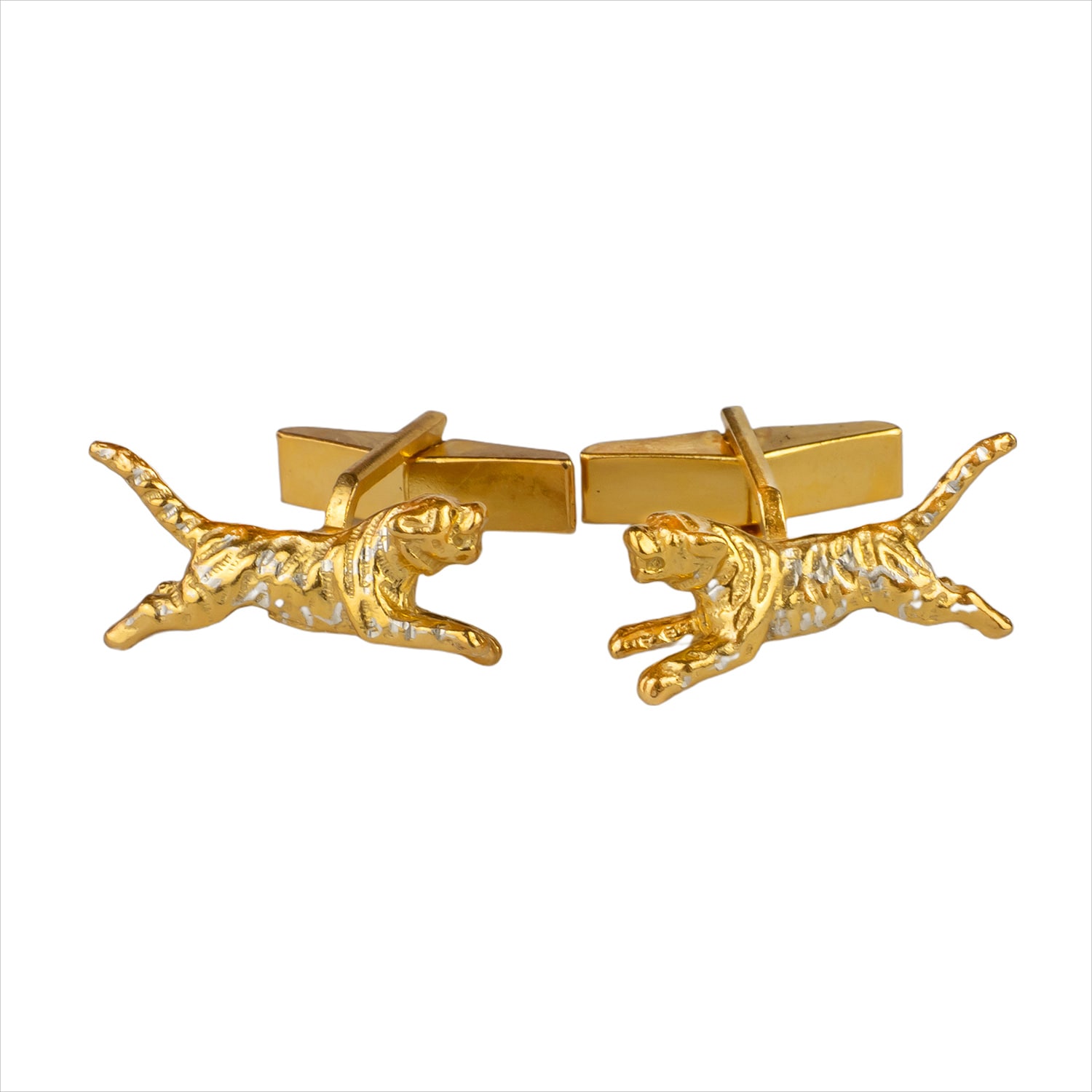 Men's Tiger Cufflinks Eighteen Carat Gold On Solid Sterling Silver | Simon Kemp Jewellers