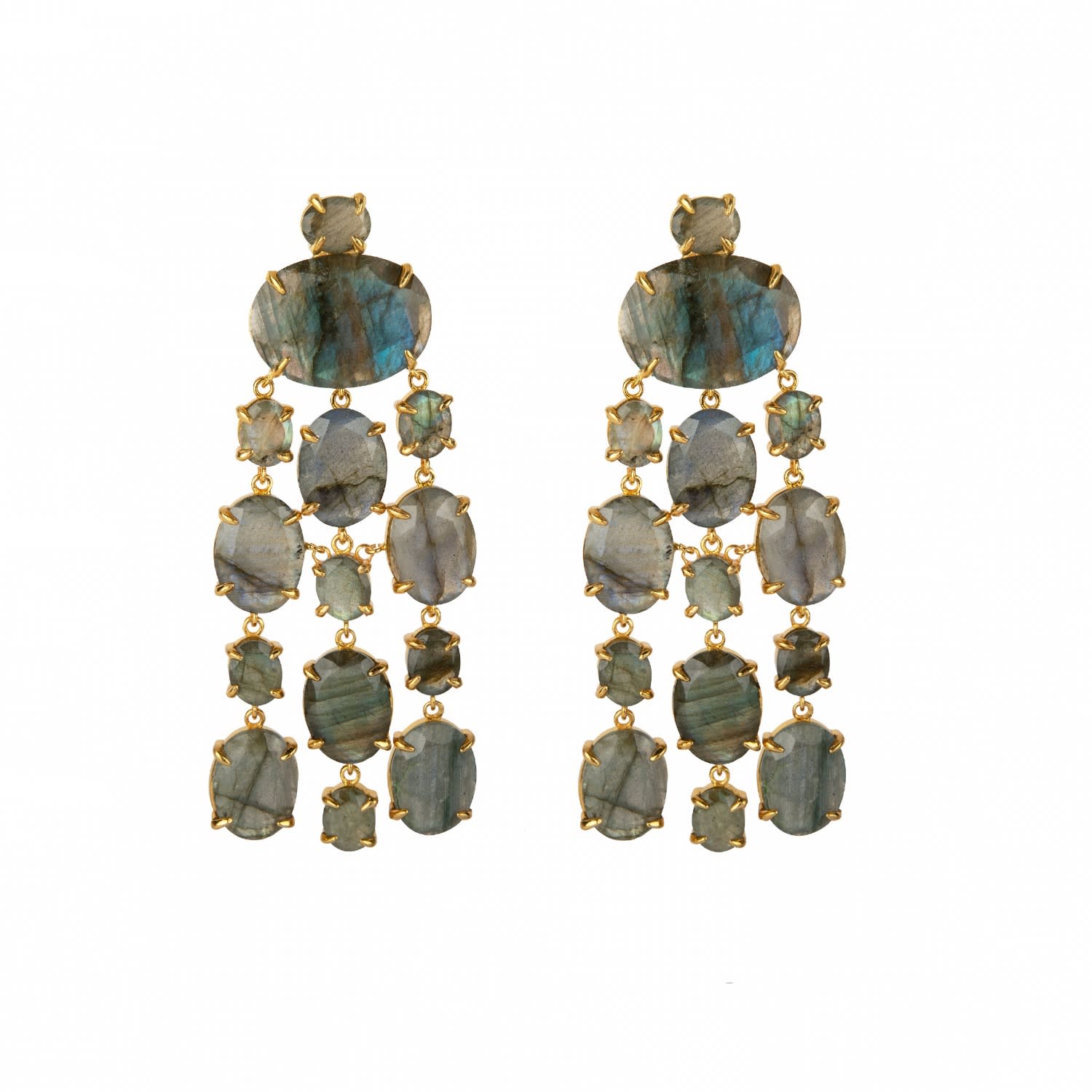 Bounkit Women's Grey Marysol Earrings Labradorite Clip On