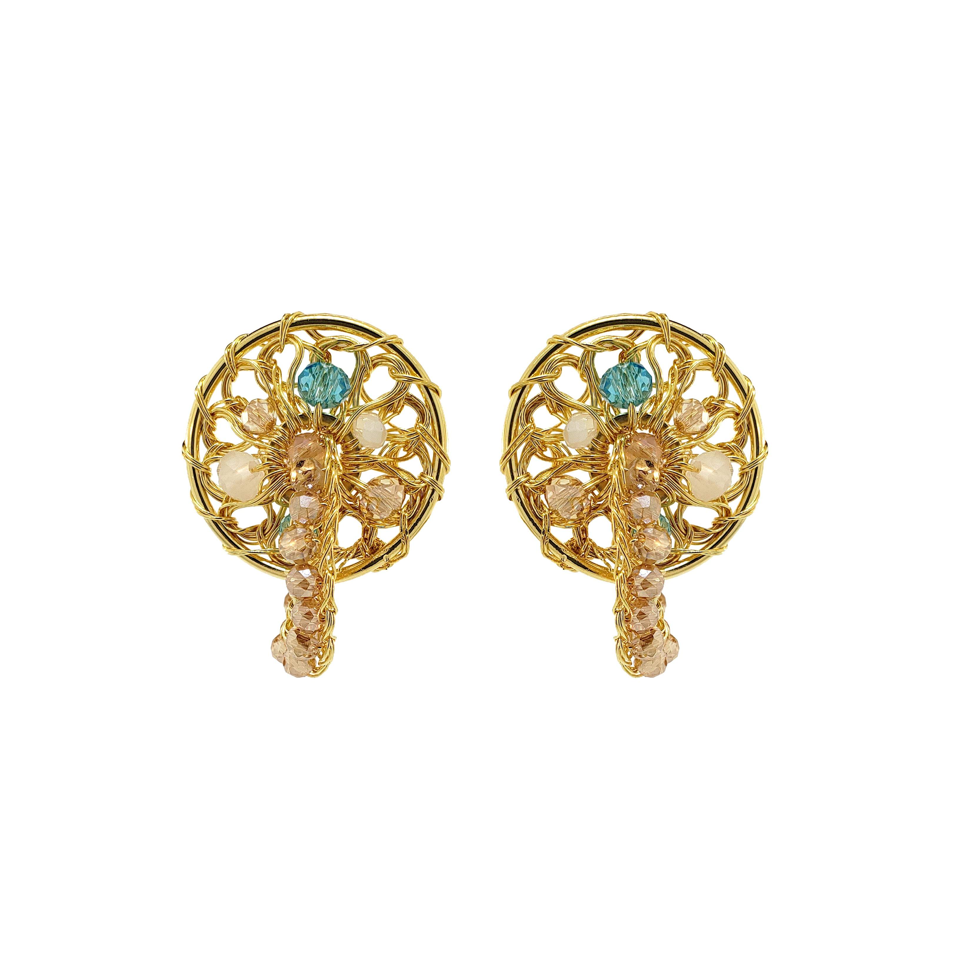 Lavish By Tricia Milaneze Women's Neutrals / Gold / Blue Seafoam Blue Mix Moira Post Dangle Handmade Earrings
