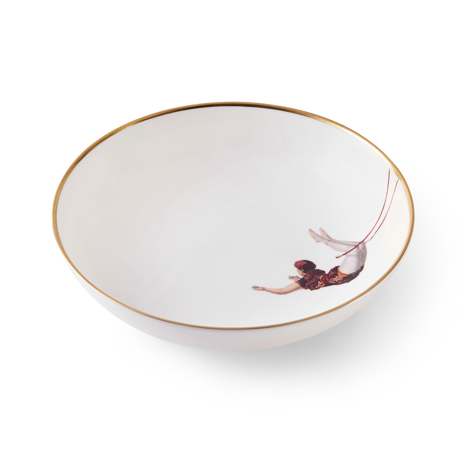 Melody Rose London Gold / White Trapeze Girl Bone China Medium Bowl In Multi