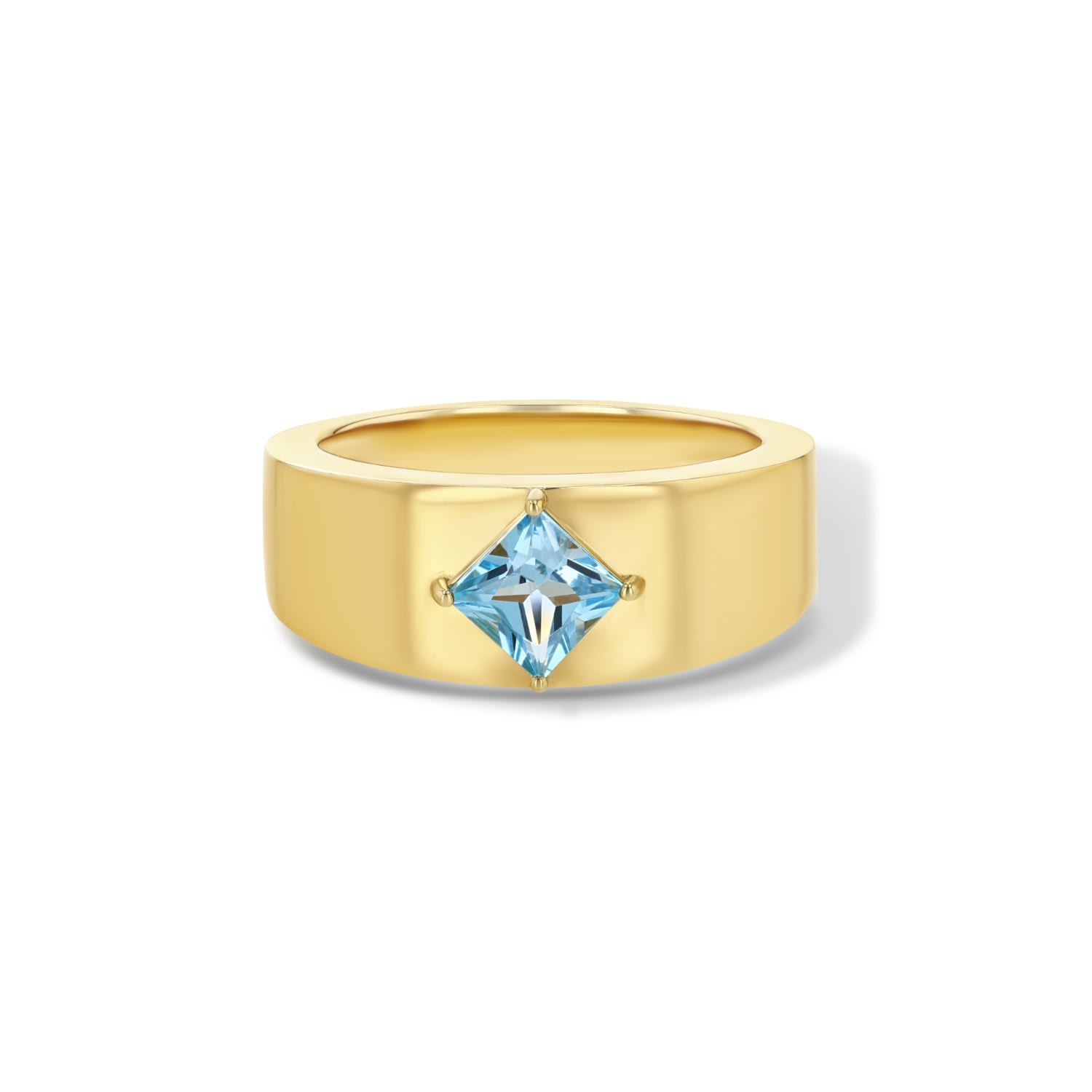 Jewelbird Women's Gold / Blue Blue Topaz Cigar Band Ring