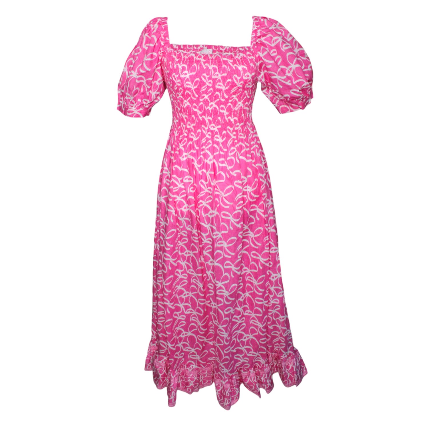 Women&rsquo;s Poppy Dress Long - Ribbons - Pink | Large | Mary Marshmallow