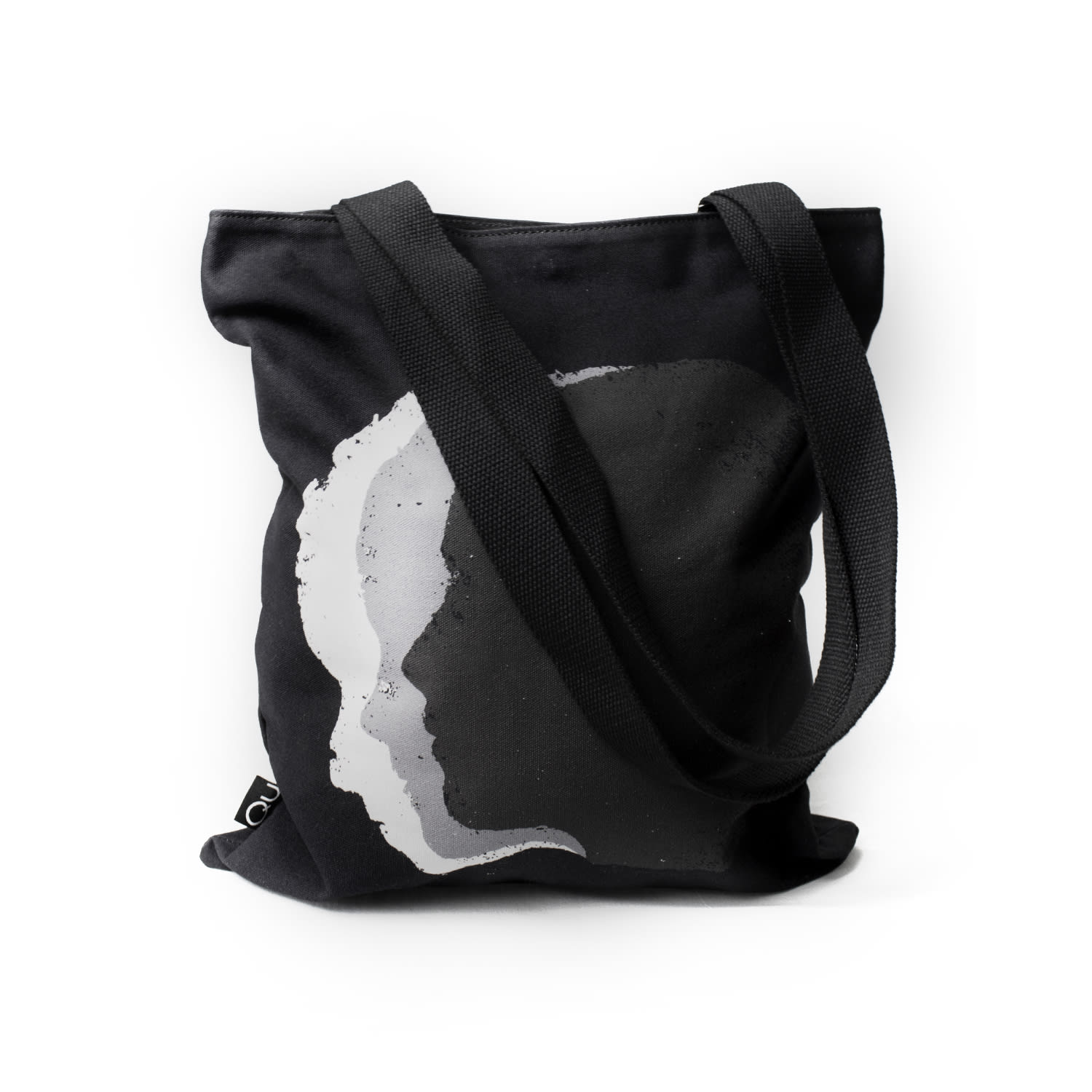 Qu Women's Black Grey Heads Canvas Tote Bag