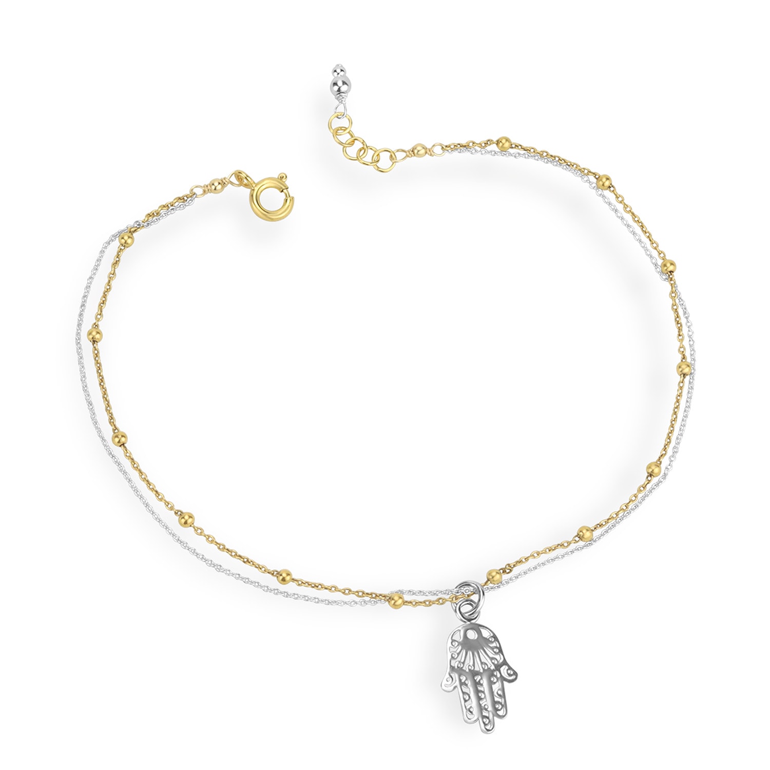 Women's Silver / Gold Hamsa Hand Anklet | Mounir London