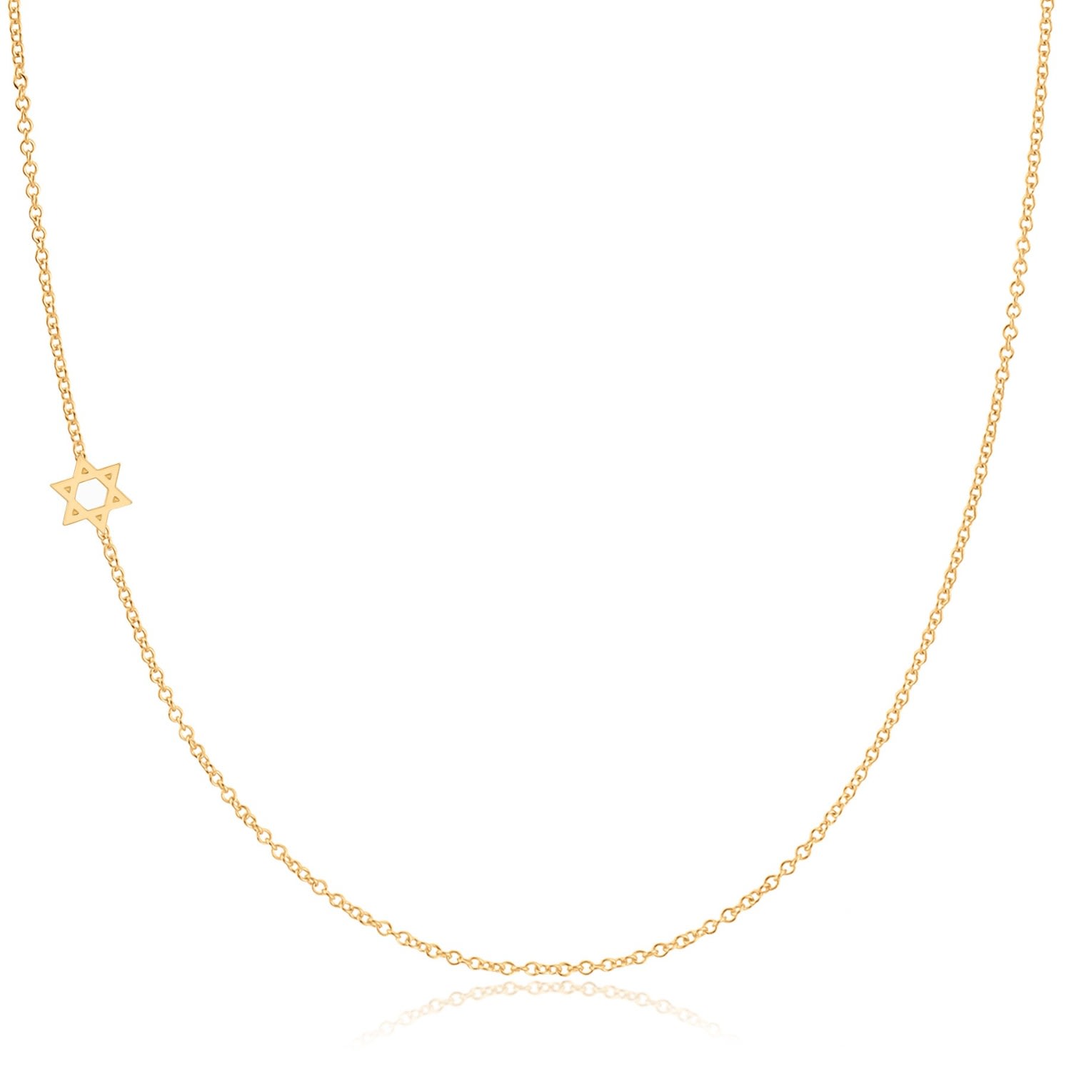 Women’s 14K Gold Asymmetrical Charm Necklace - Yellow Gold - Star Of David - 18" Maya Brenner