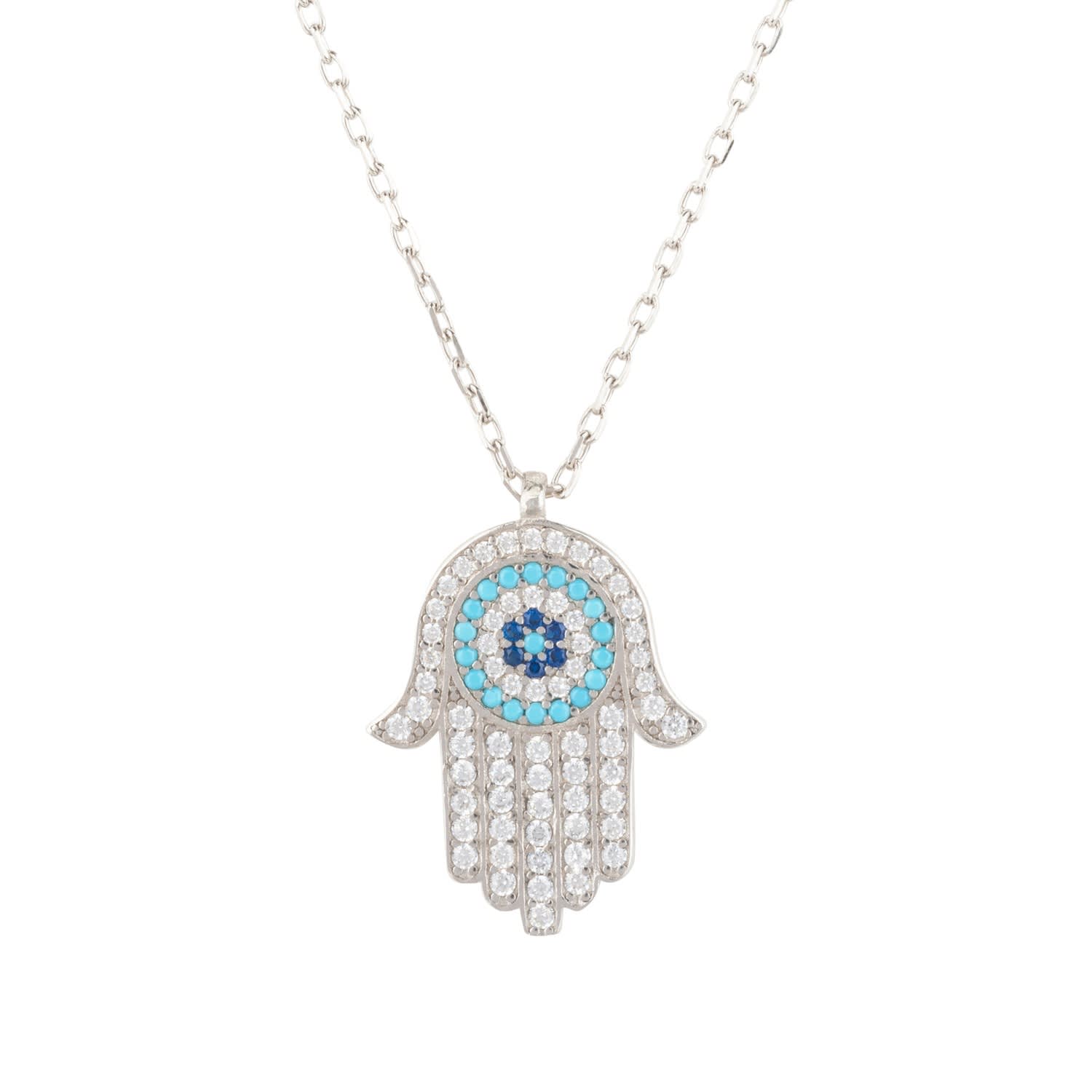 Evil eye with hand shop necklace