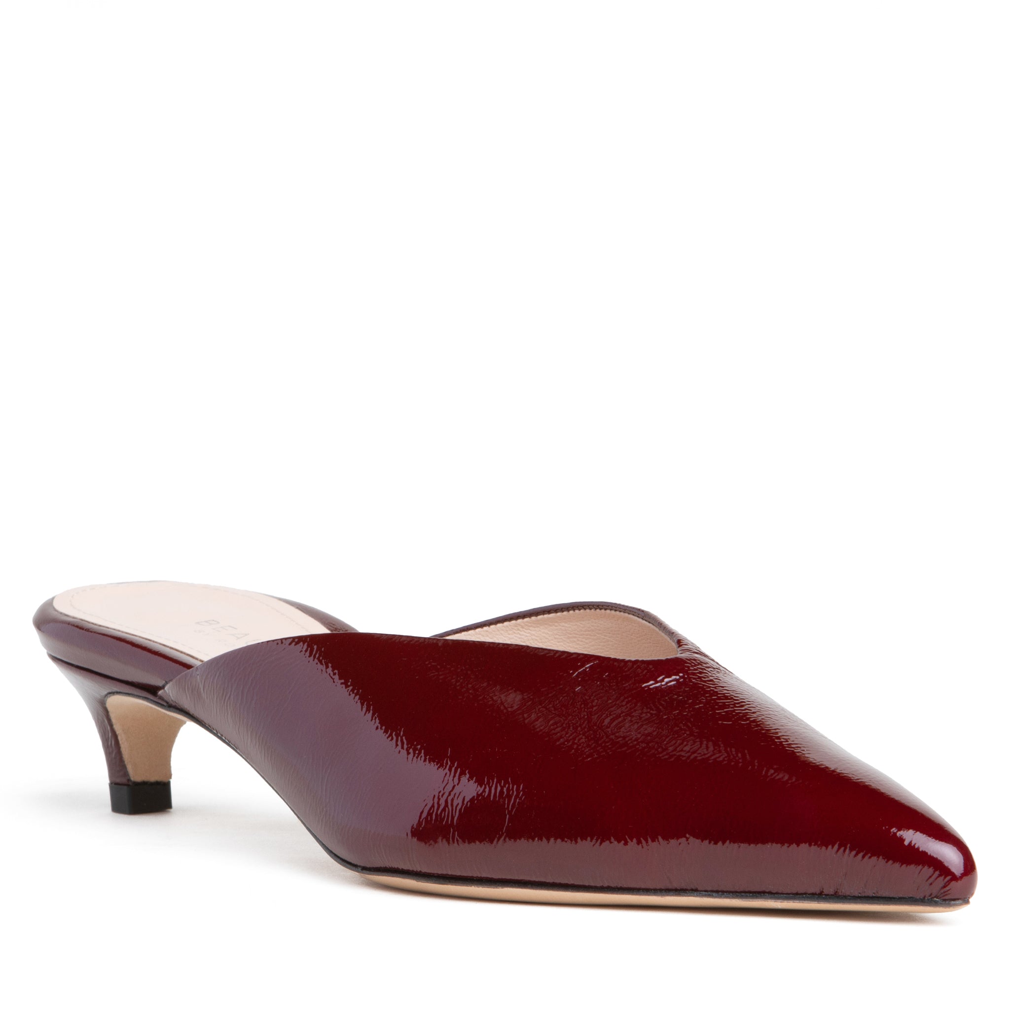 Beautiisoles By Robyn Shreiber Made In Italy Women's Brown / Red Gal Burgundy Leather Mule With Low Heel Comfortable For Evening &  Day Wear In Brown/red