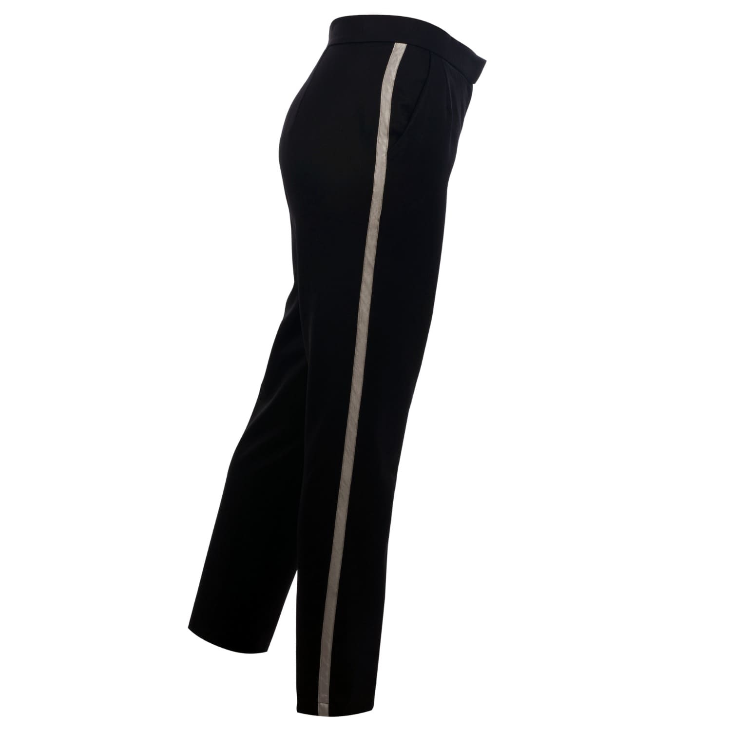 black dress pants with white stripe down side