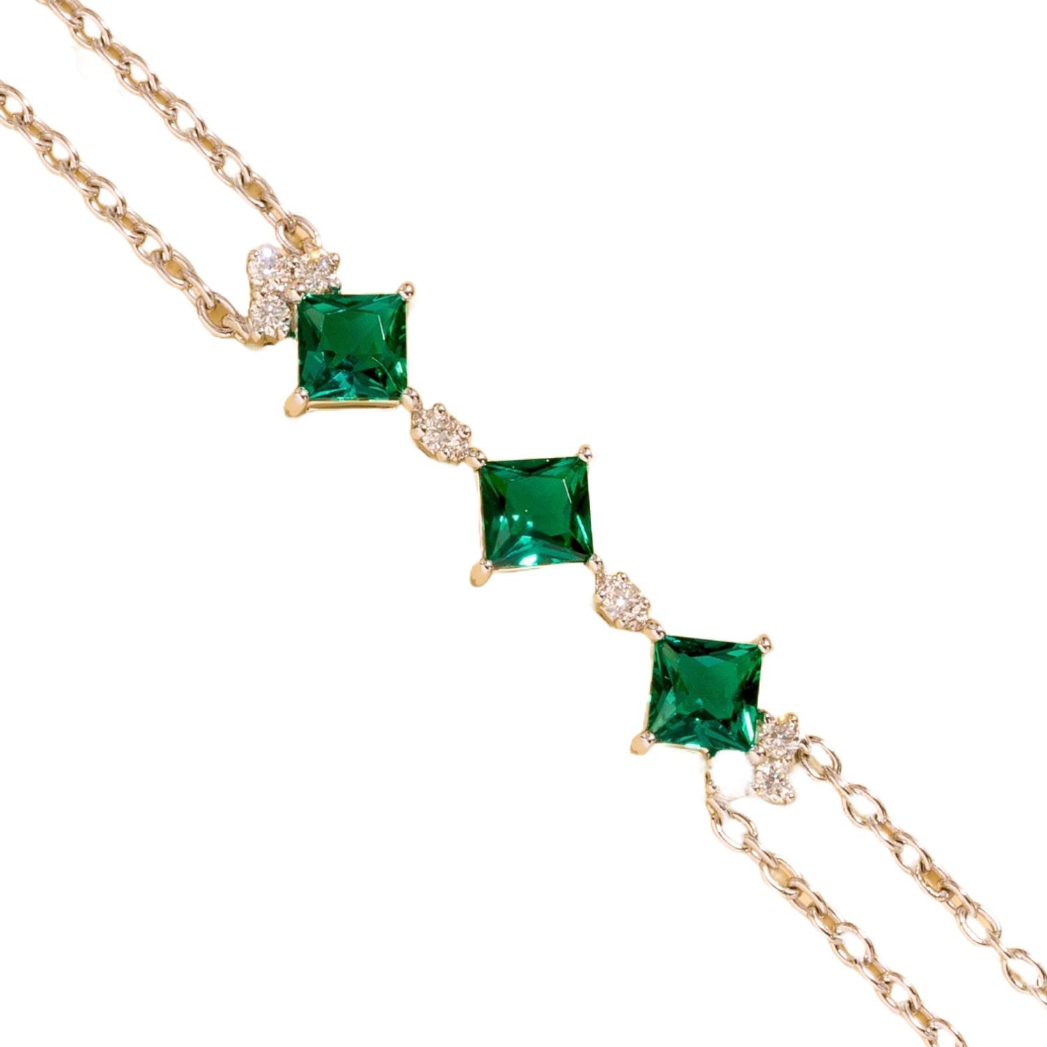 Juvetti Women's Green / White / Silver Forma White Gold Bracelet In Emerald & Diamond