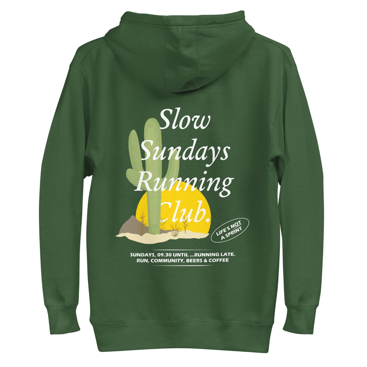 Anchor & Crew Forest Green Cactus Slow Sundays Running Club Cotton Blend Hoodie - Men In Green