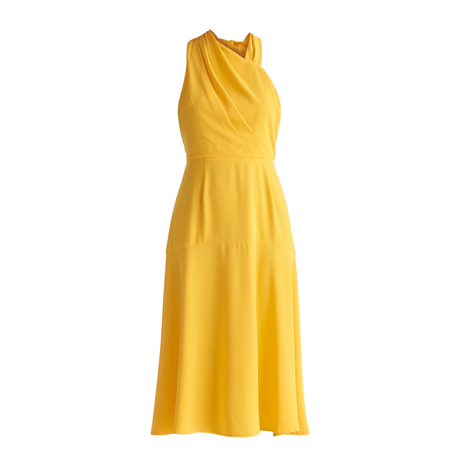 Women's Orange Asymmetric Neck Midi Dress In Yellow | Large | Paisie