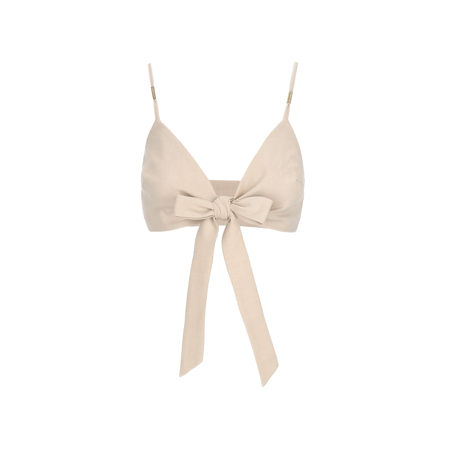 Mandragora Women's Neutrals Capri Beige Linen Tie-front Top In Beige