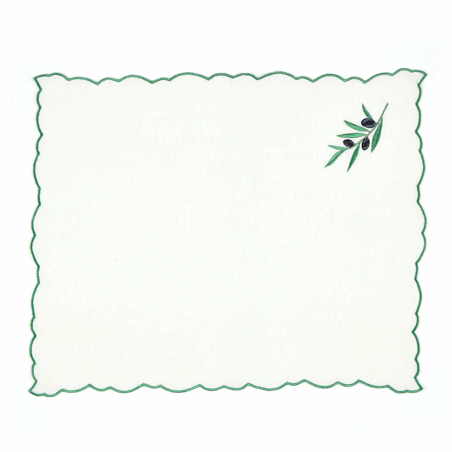 Km Home Collection Olive Embroidery Linen Placemat Set Of 2 In Green