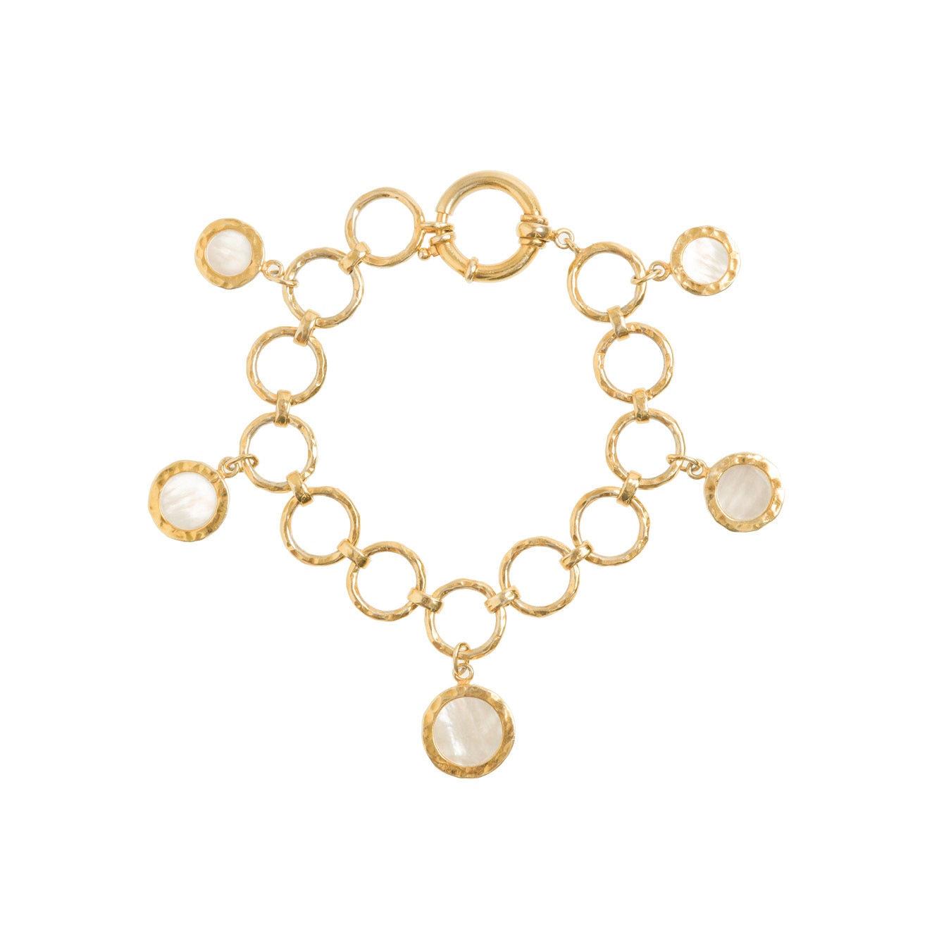 Freya Rose Women's Gold / White Forged Circular Bracelet, Gold