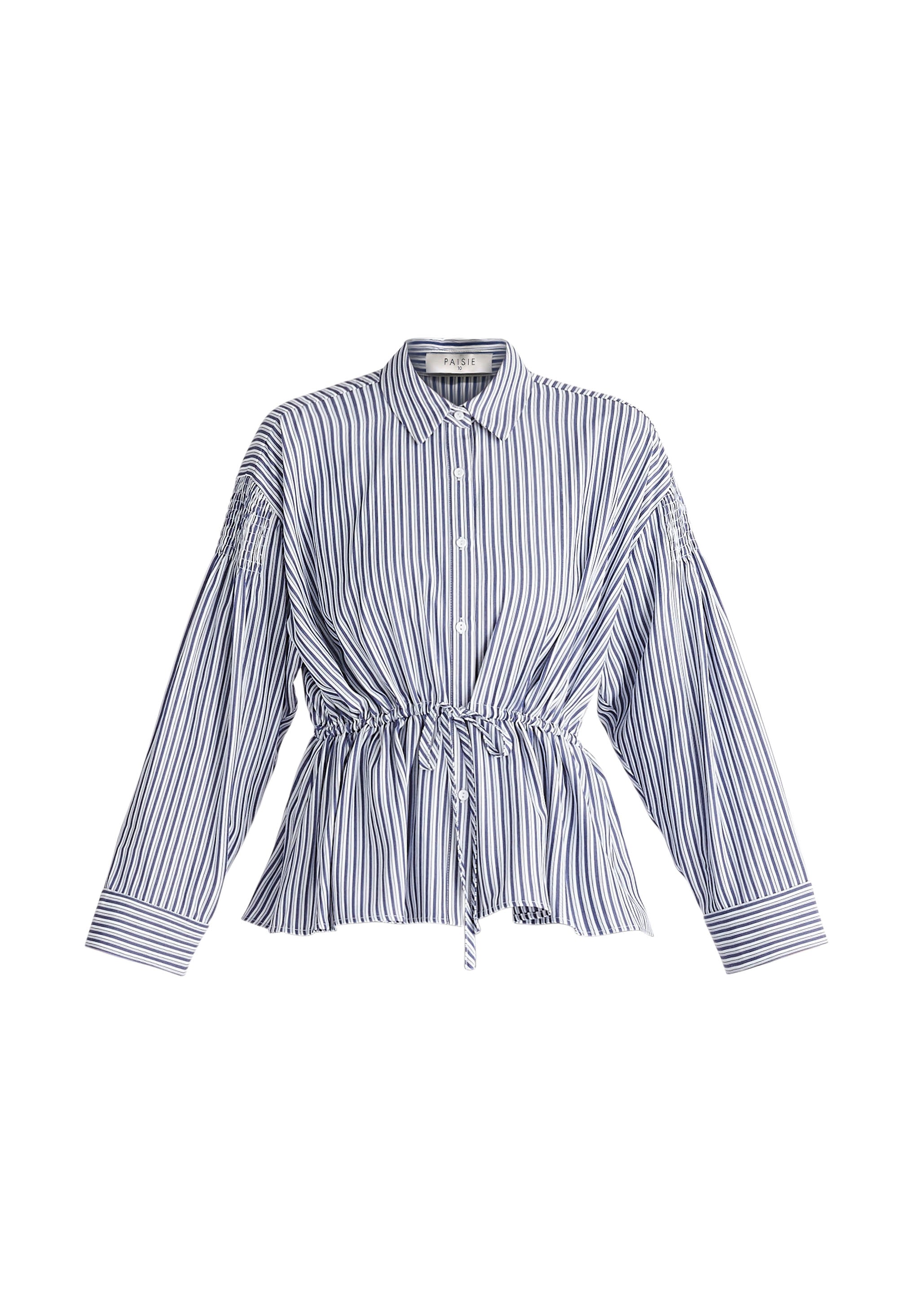 Women’s Blue / White Striped Ruched Shirt In Navy And White Extra Small Paisie