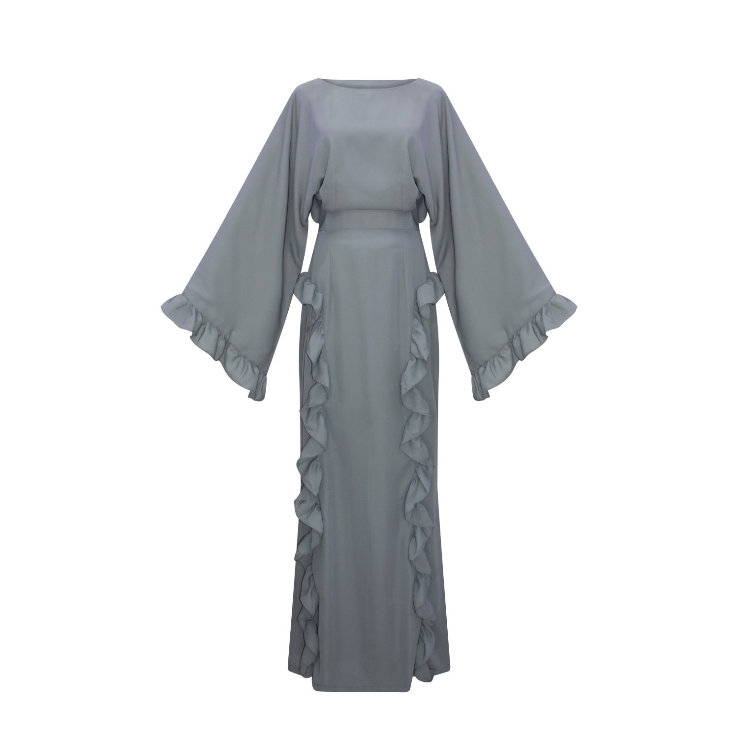 Miss Fm Women's Grey / Neutrals Amber In Grey - Cotton Lined Maxi Dress In Grey