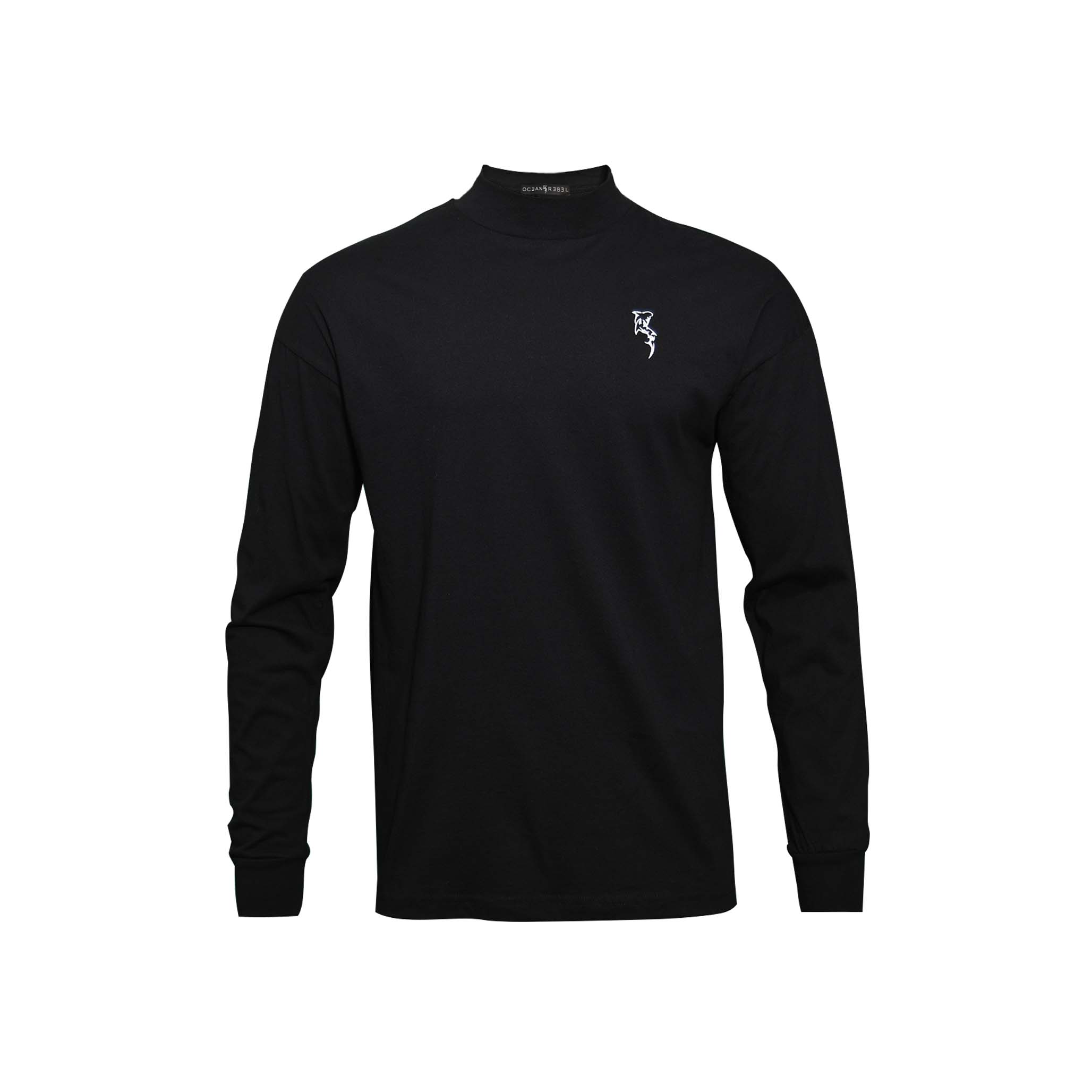 Men’s Mock Neck Long Sleeve - Black Medium Ocean Rebel