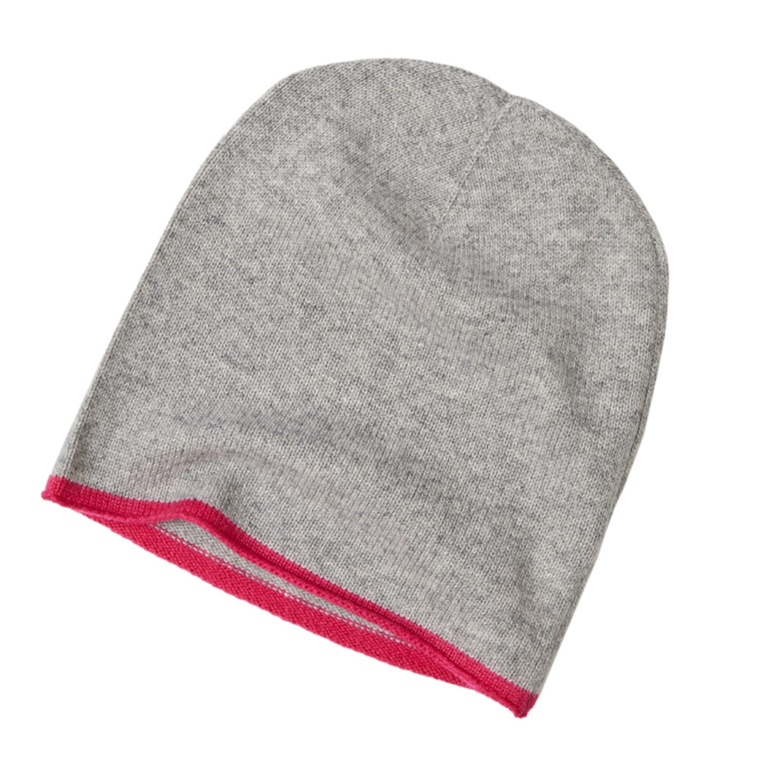 Cove Women's Cashmere Grey & Pink Beanie Hat In Grey