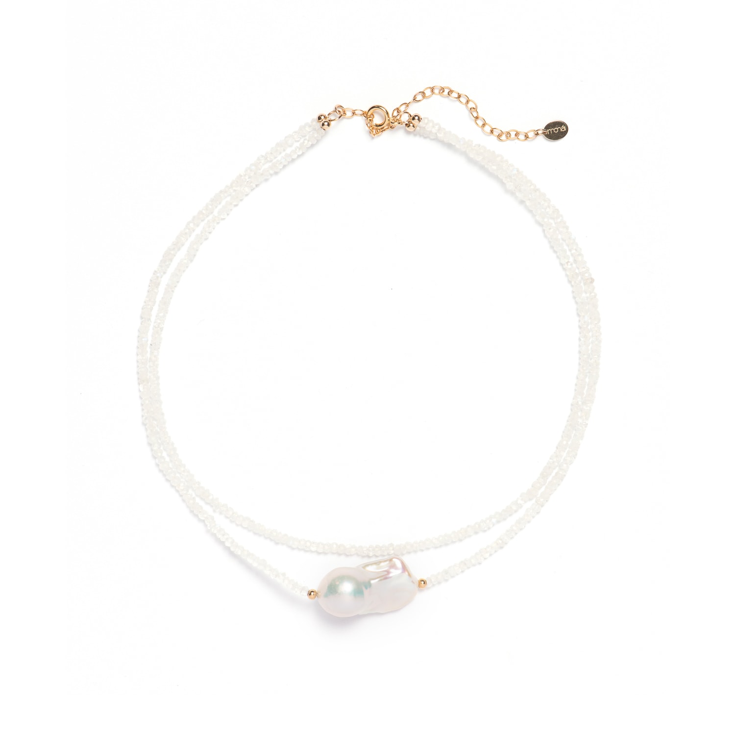 Monái Women's White Baroque Pearl Moonstone Necklace
