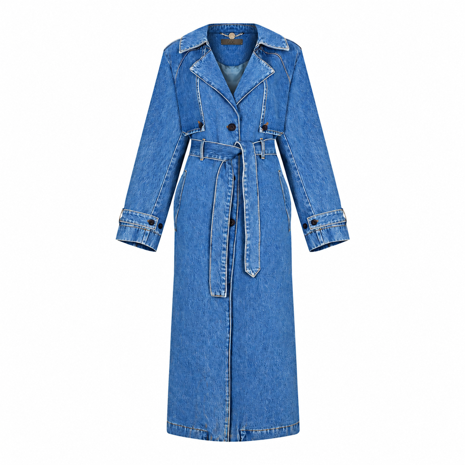 Oversized Denim Trench Coat - Classic Washed | GOC DENIM | Wolf