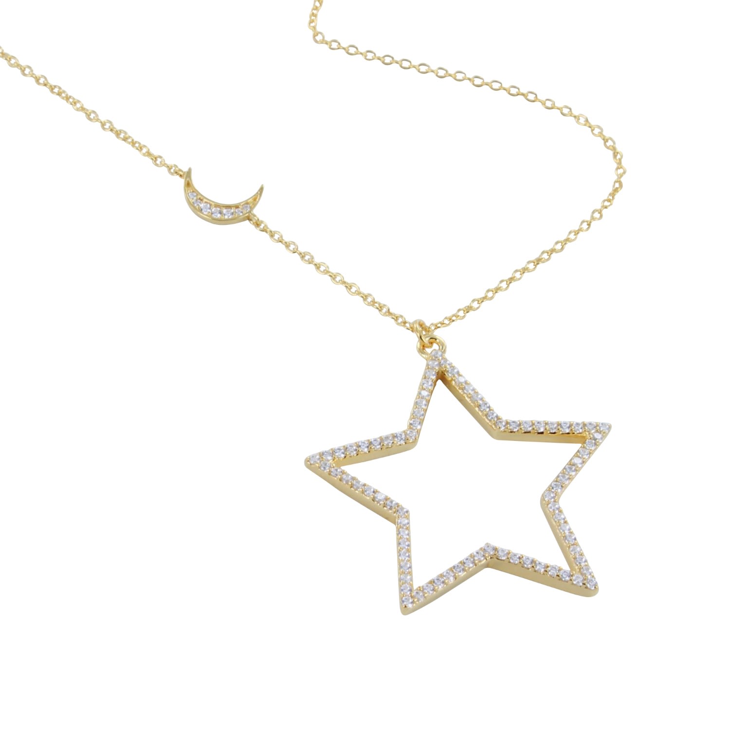 Reeves & Reeves Women's Gold Plate Pavé Estrella Necklace