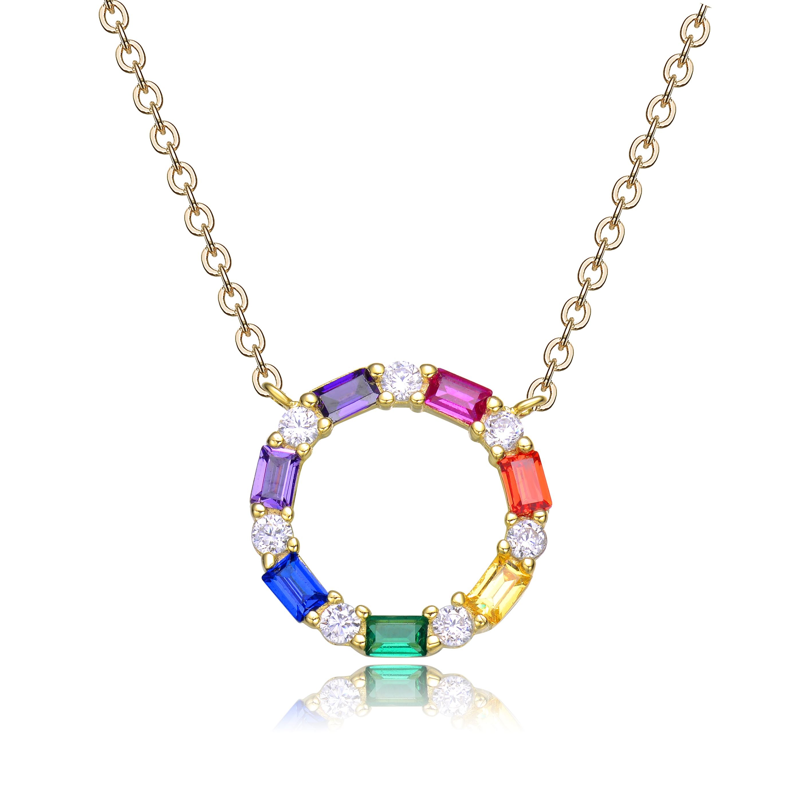 Women’s Arc-En-Ciel Golden Circle Rainbow Necklace Genevive Jewelry